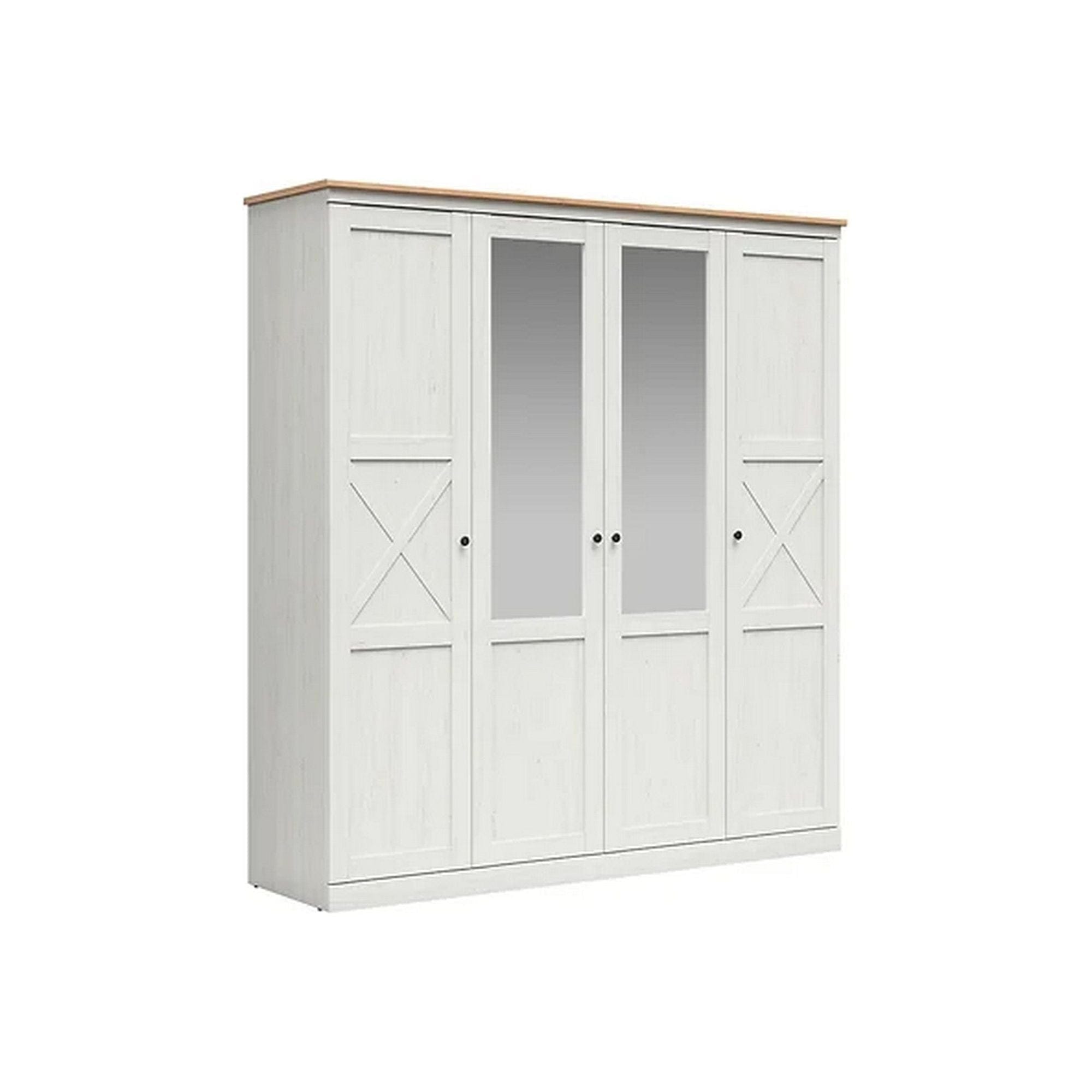 Dressing FRIJA, alb/stejar artisan, PAL melaminat, cu 4 usi, 203x58x220 cm