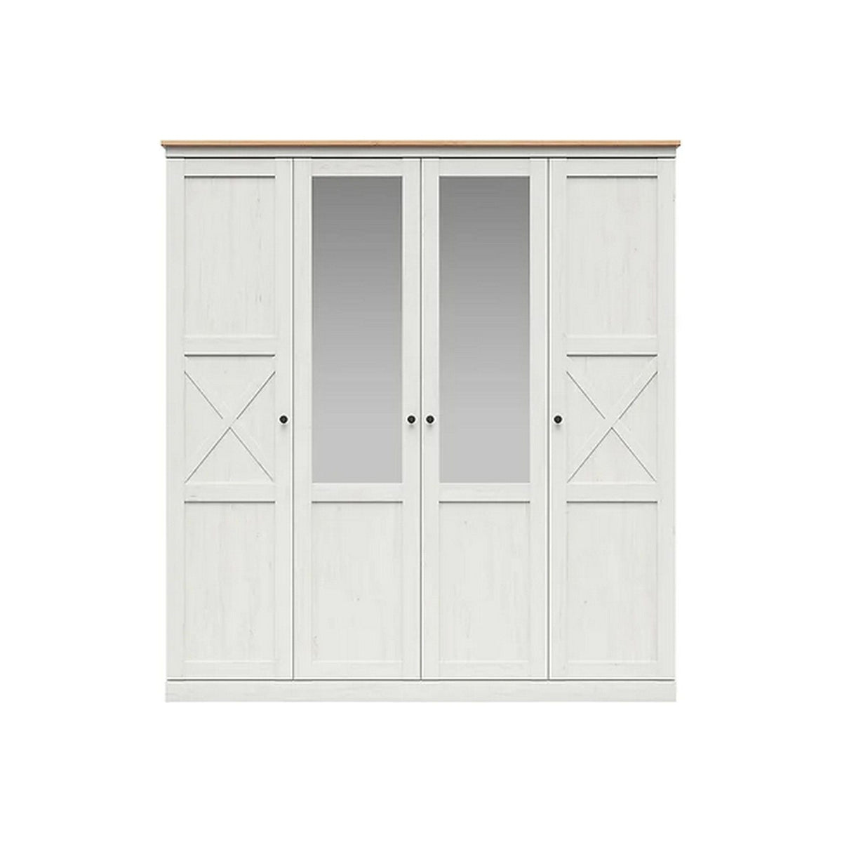 Dressing FRIJA, alb/stejar artisan, PAL melaminat, cu 4 usi, 203x58x220 cm