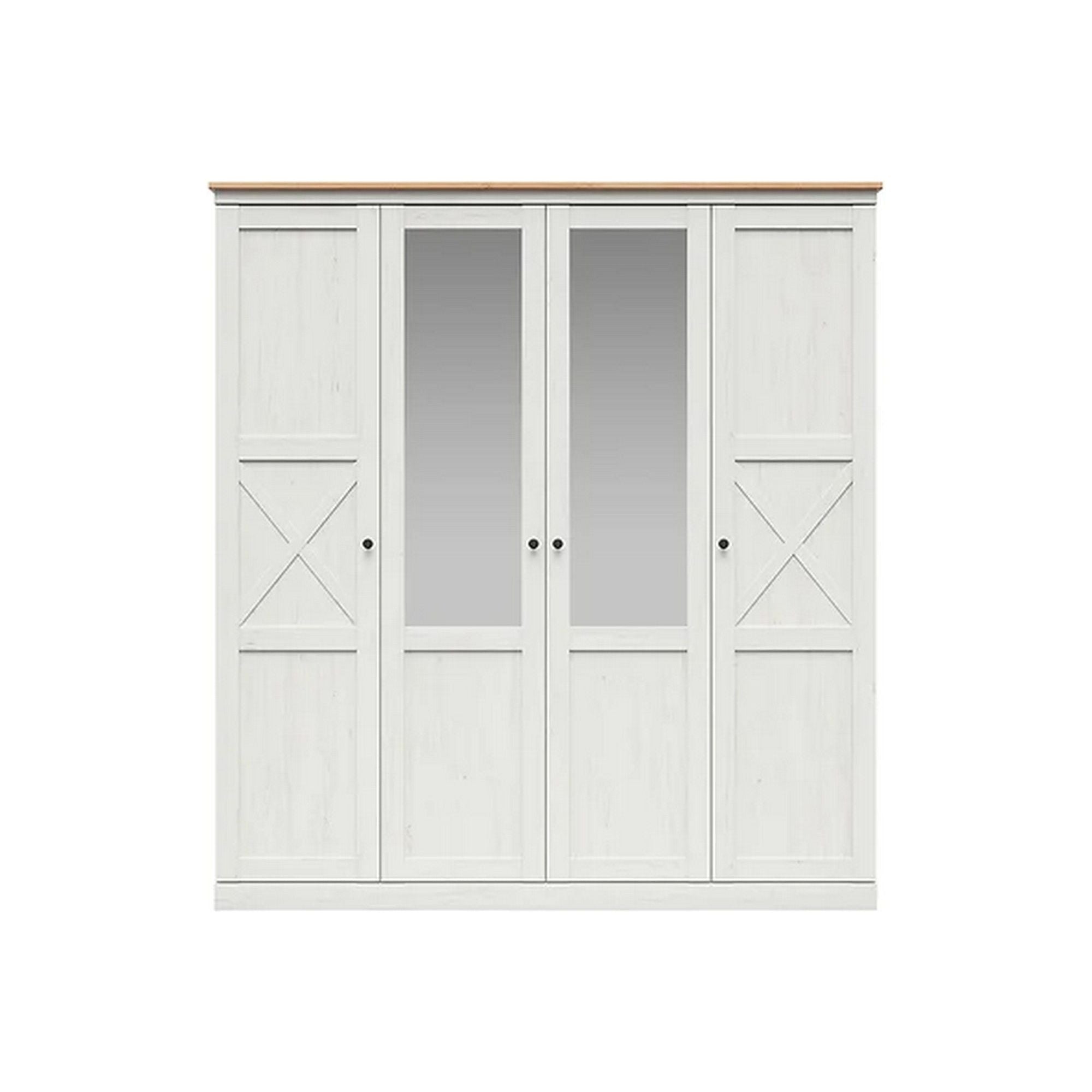 Dressing FRIJA, alb/stejar artisan, PAL melaminat, cu 4 usi, 203x58x220 cm