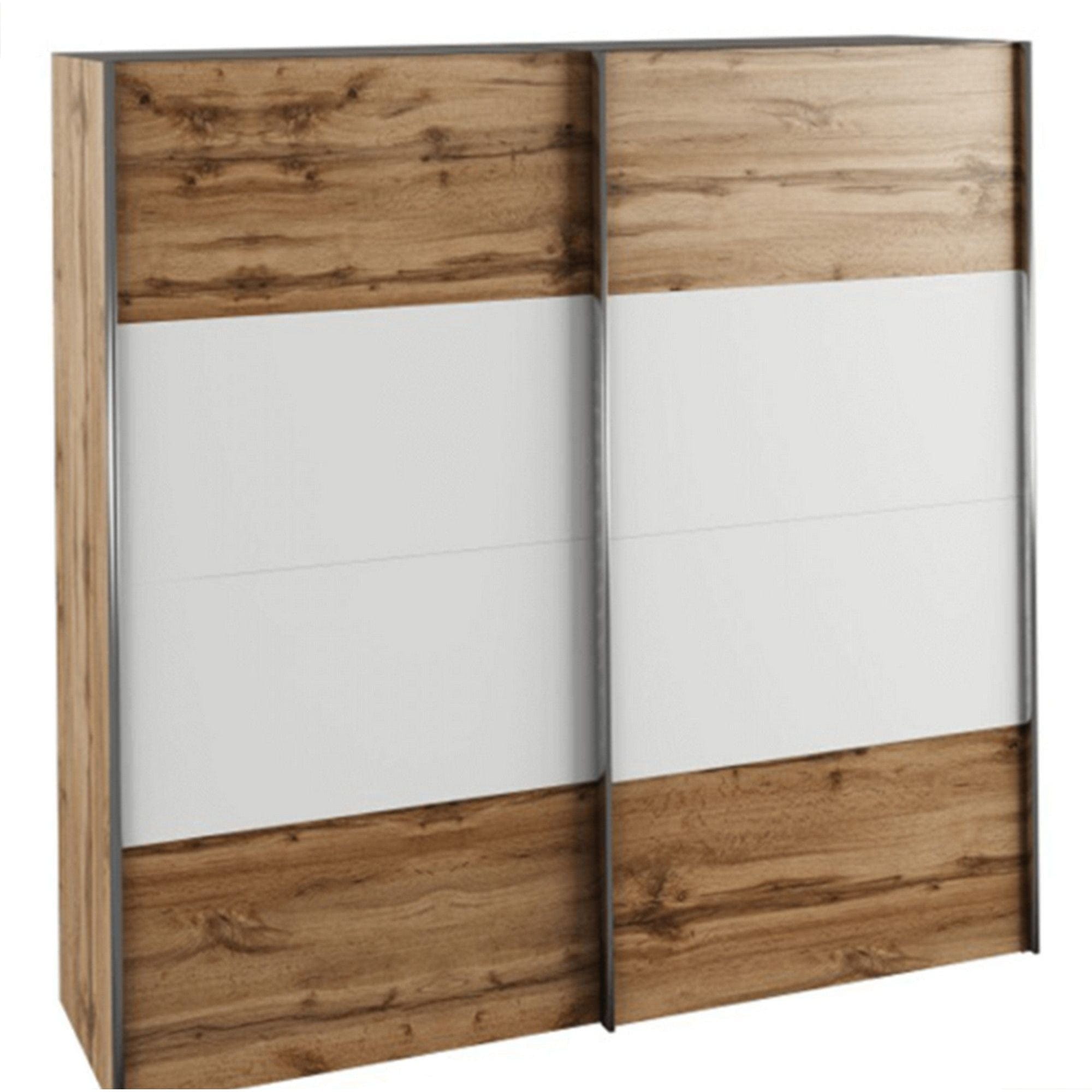 Dressing GABRIELA NEW, stejar wotan/alb, PAL, cu 2 usi, 202x62x200 cm
