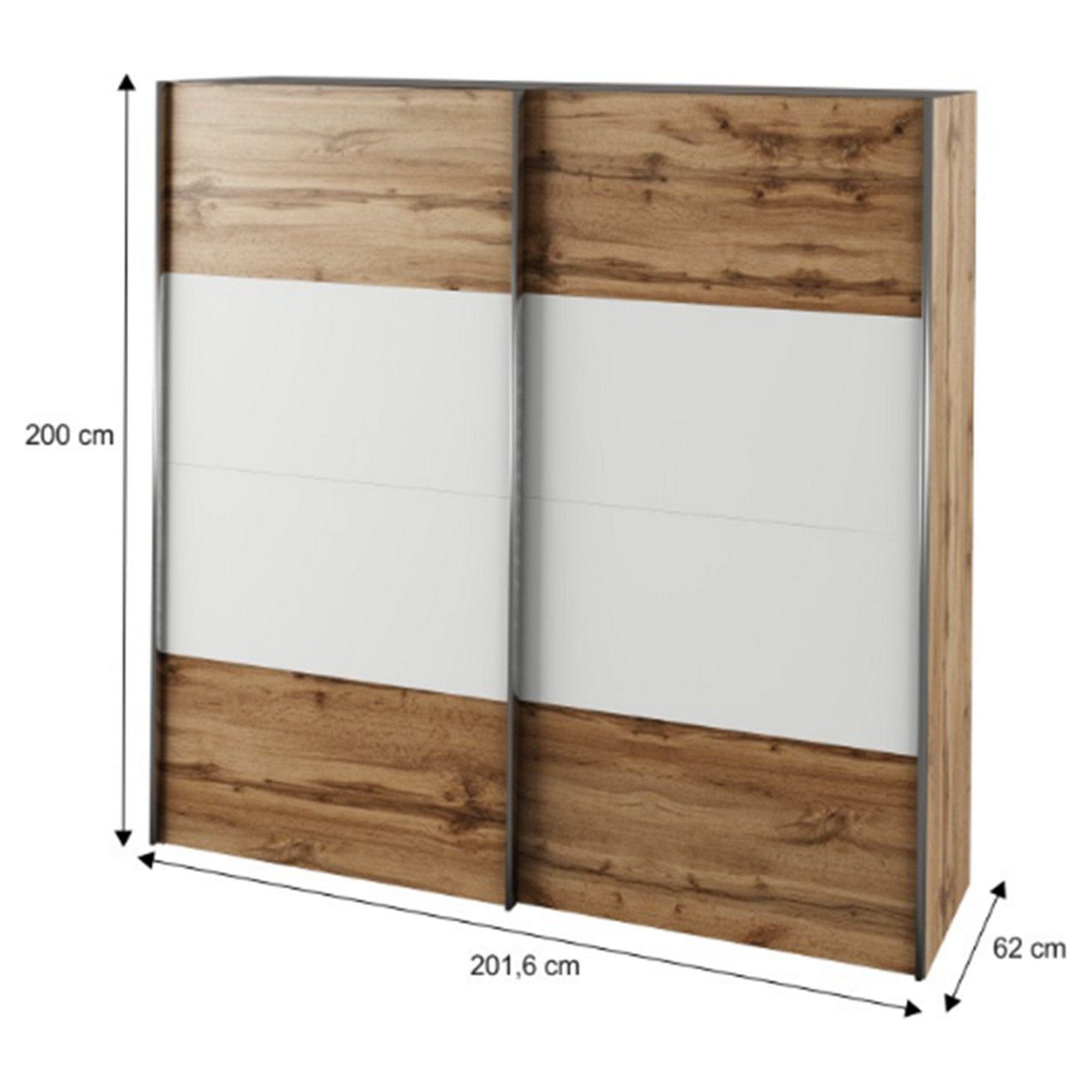 Dressing GABRIELA NEW, stejar wotan/alb, PAL, cu 2 usi, 202x62x200 cm