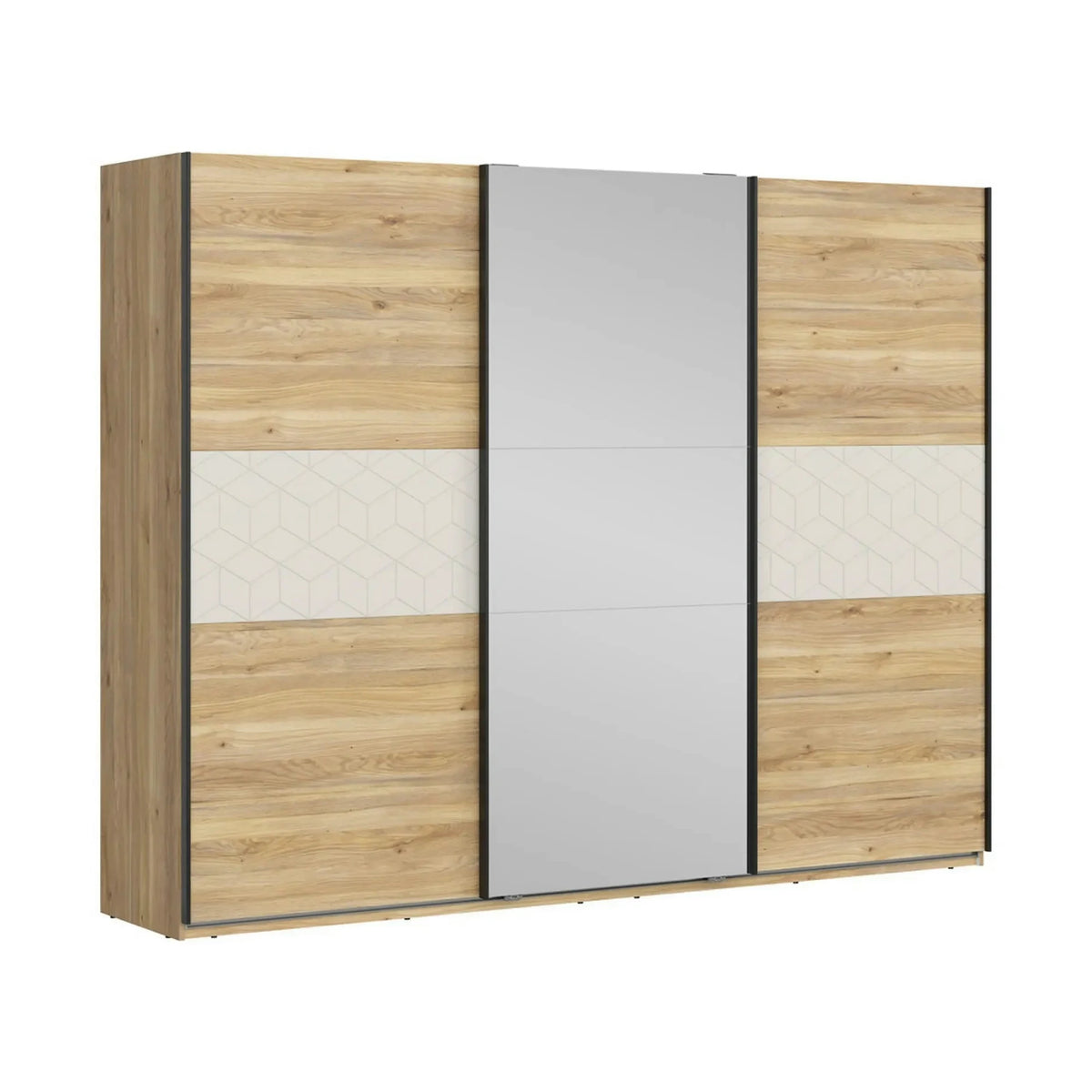Dressing GLAMOUR, stejar/casmir, PAL, cu 3 usi, 270x61x211 cm