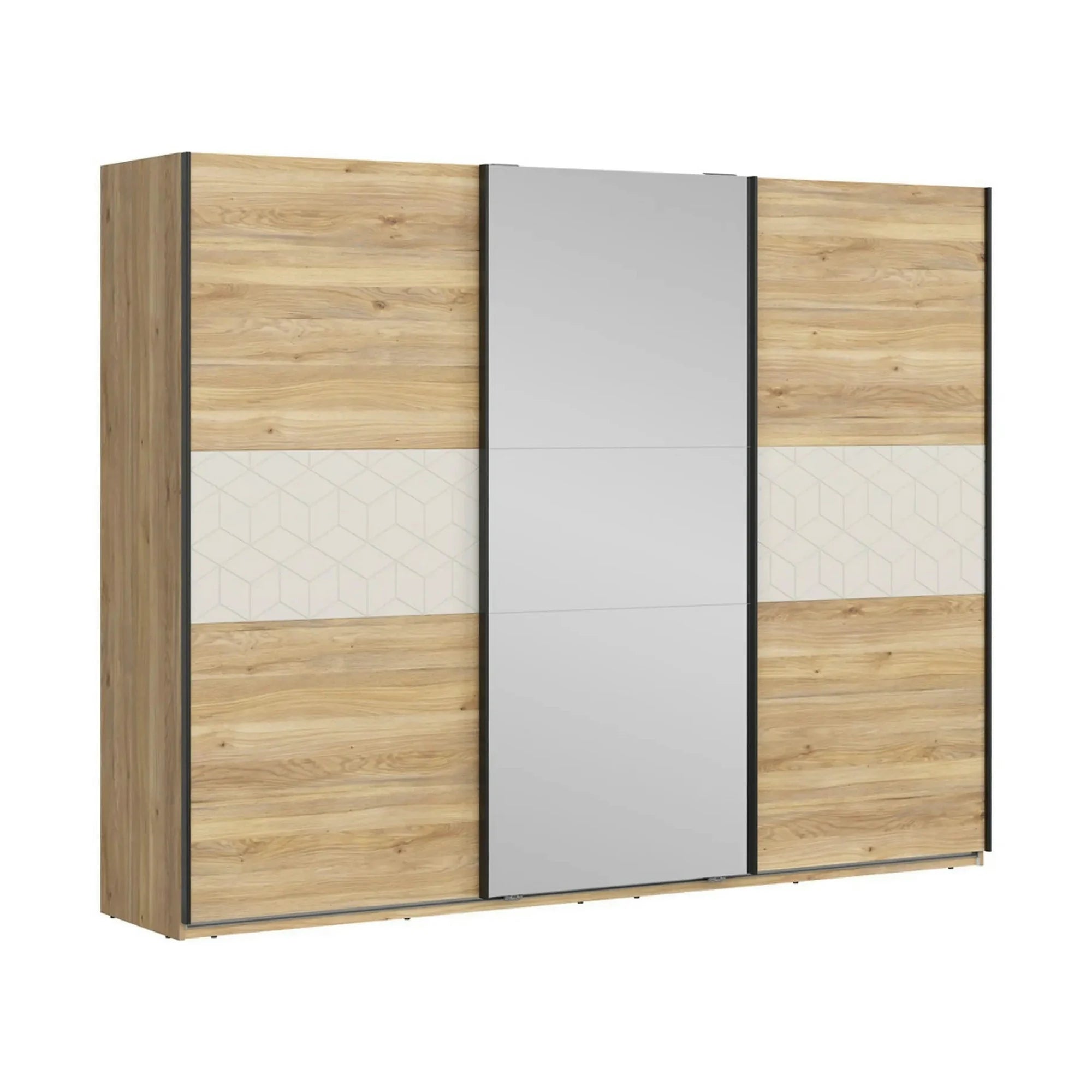 Dressing GLAMOUR, stejar/casmir, PAL, cu 3 usi, 270x61x211 cm