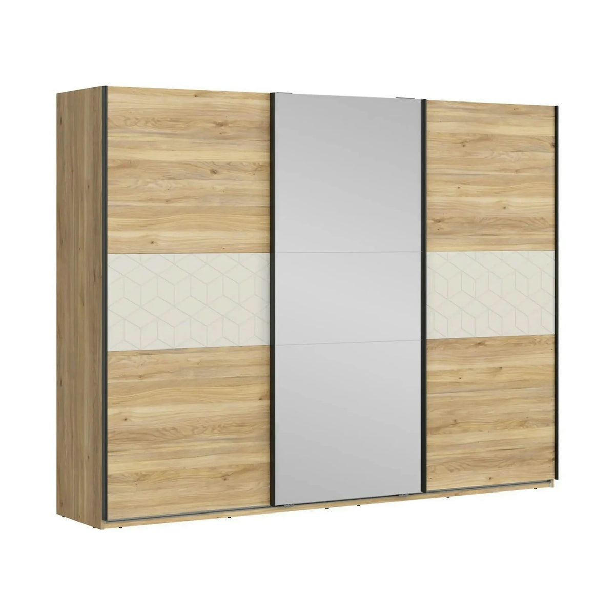 Dressing GLAMOUR, stejar/casmir, PAL, cu 3 usi, 270x61x211 cm