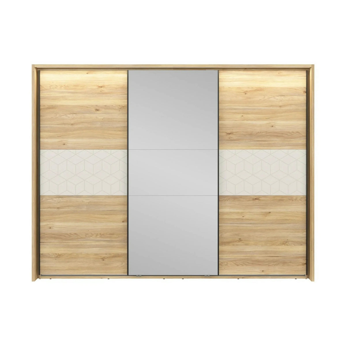 Dressing GLAMOUR, stejar/casmir, PAL, cu 3 usi, 270x61x211 cm