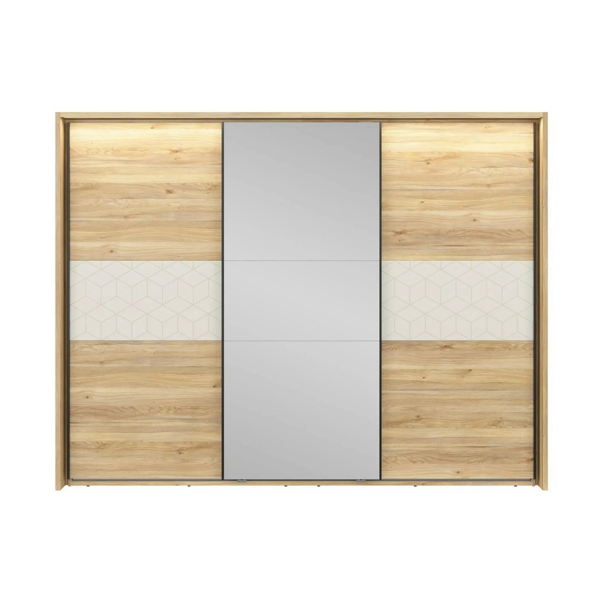 Dressing GLAMOUR, stejar/casmir, PAL, cu 3 usi, 270x61x211 cm