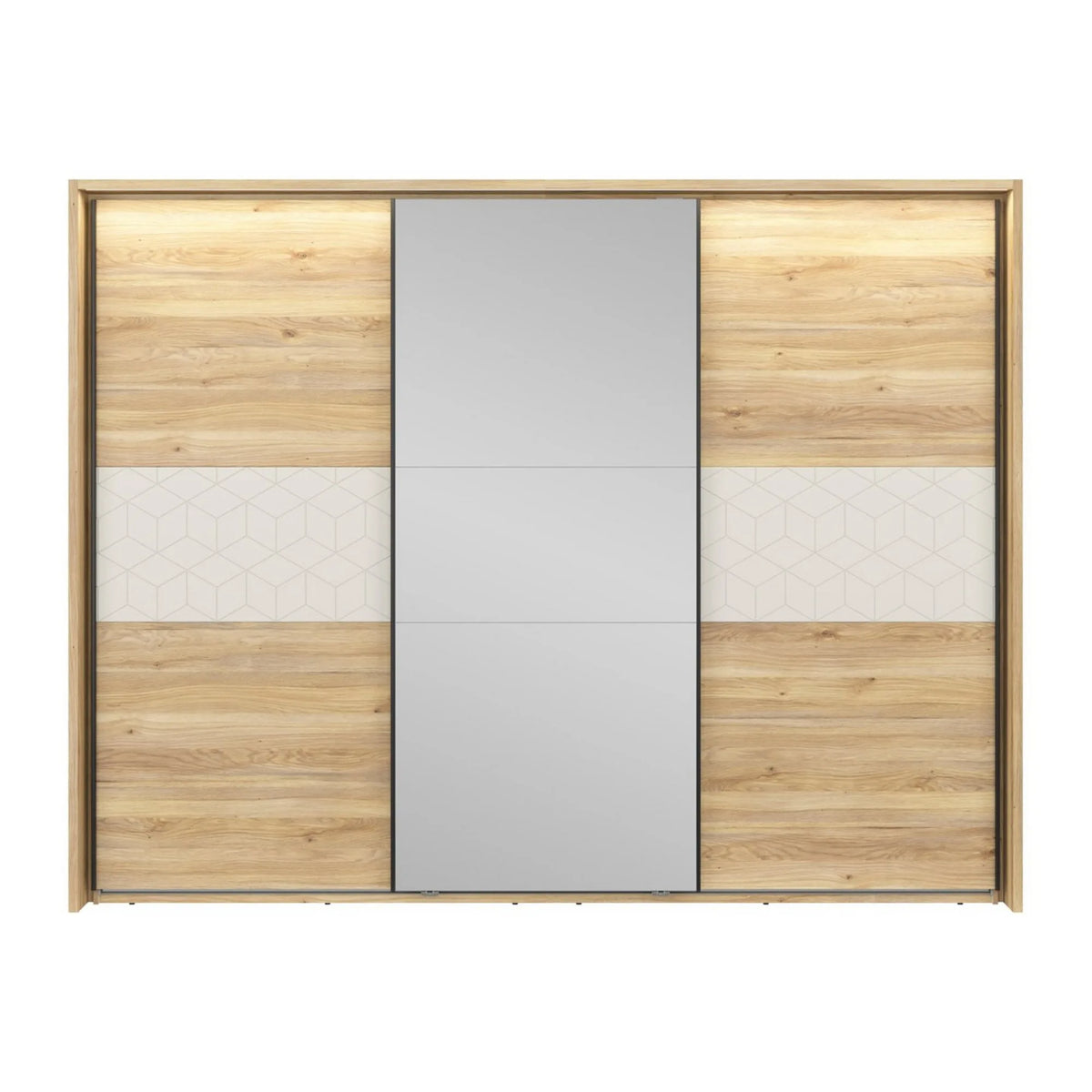 Dressing GLAMOUR, stejar/casmir, PAL, cu 3 usi, 270x61x211 cm