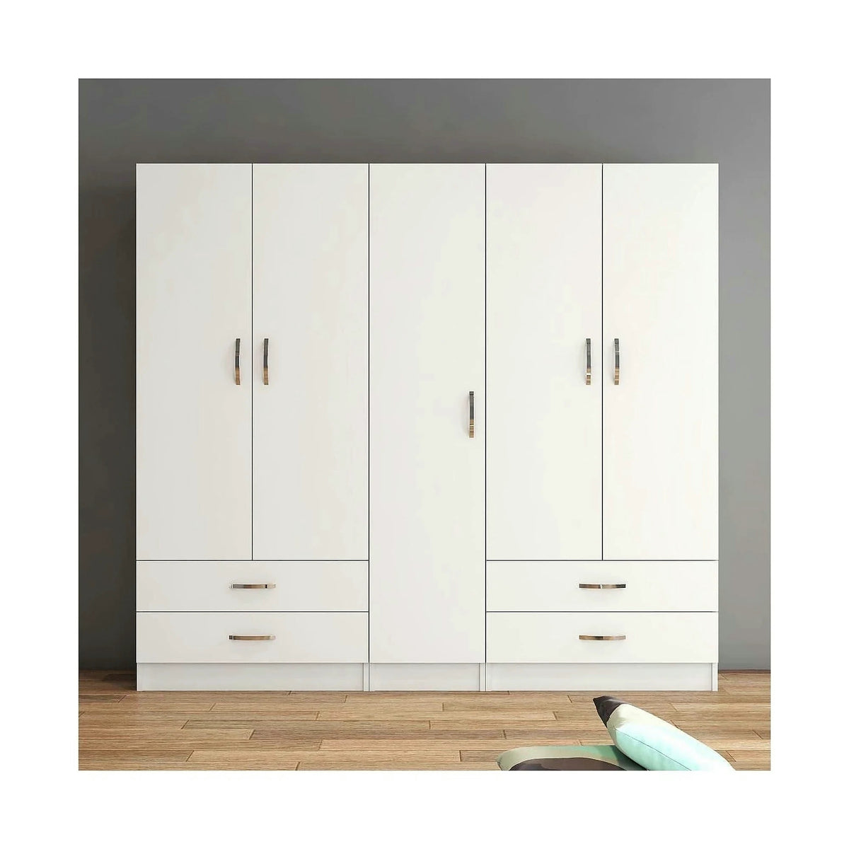 Dressing GRD0701, alb, PAL melaminat, cu 5 usi si 4 sertare, 200x47x182 cm