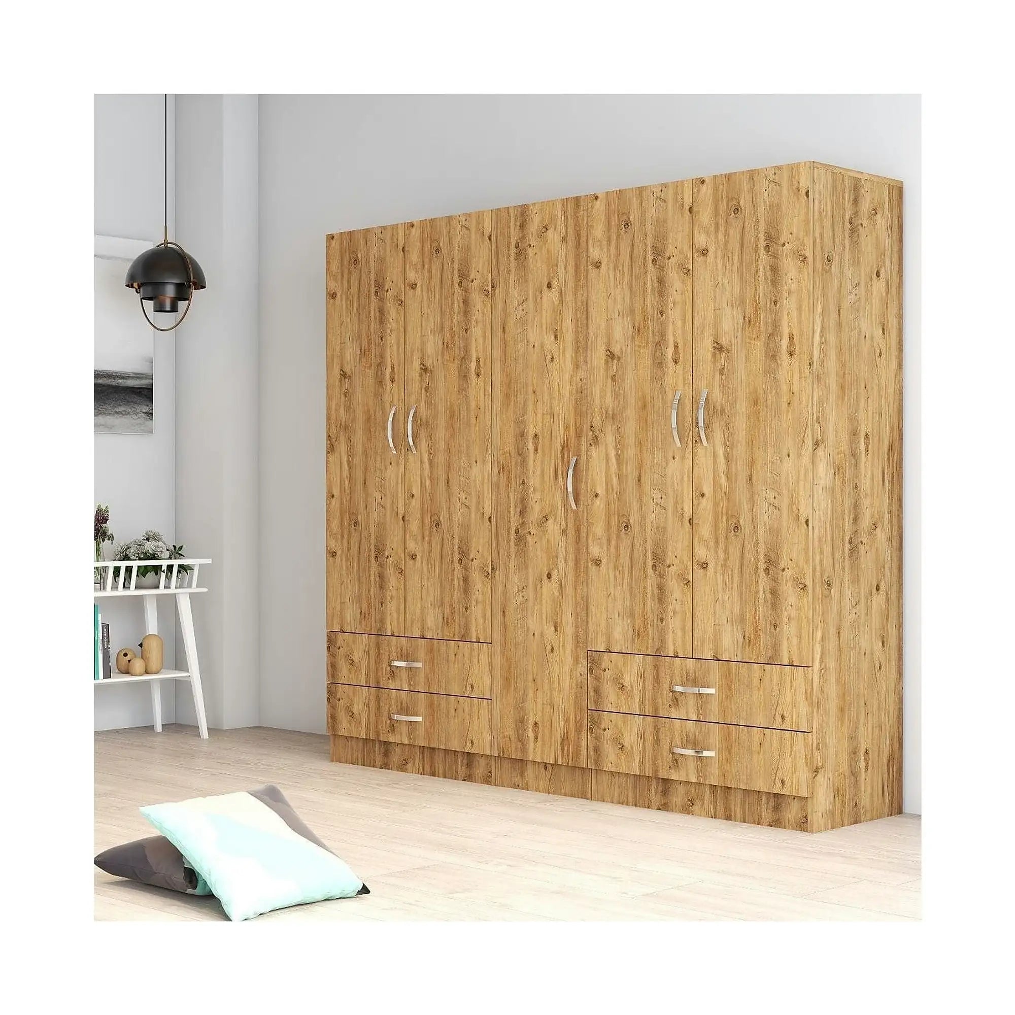 Dressing GRD0702, stejar, PAL melaminat, cu 5 usi si 4 sertare, 200x47x182 cm
