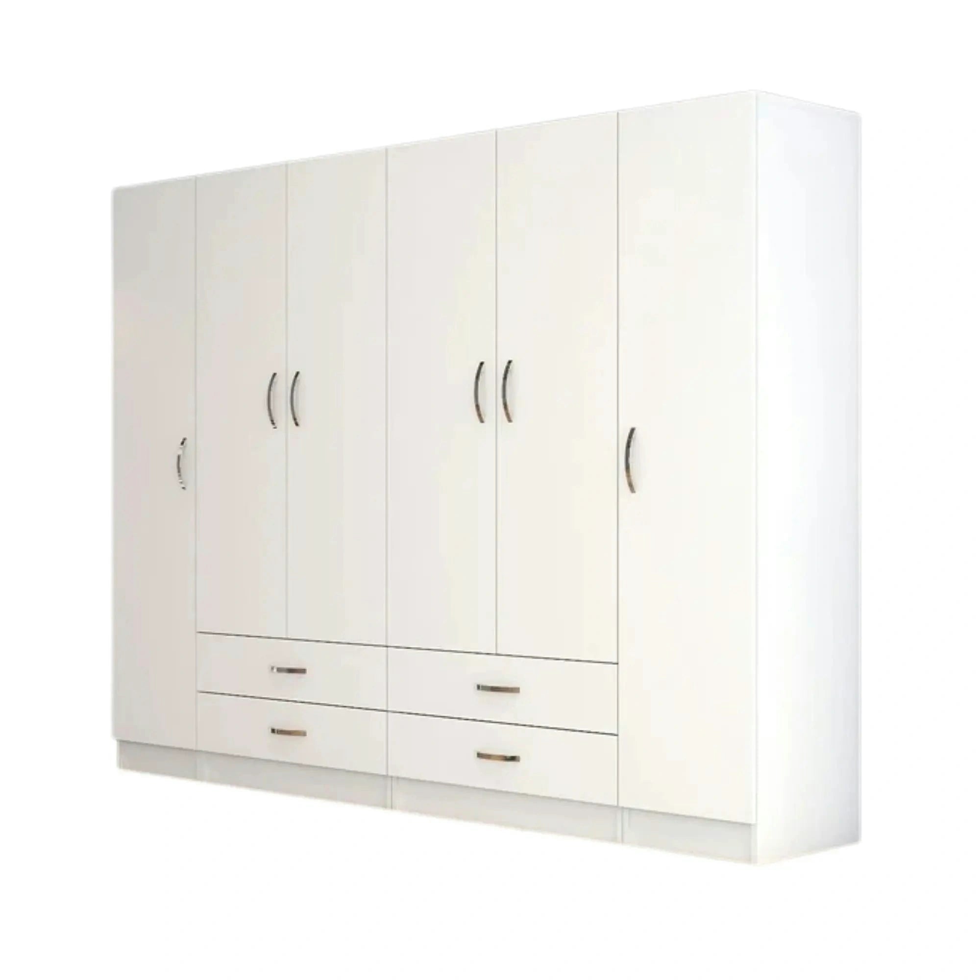 Dressing GRD0801, alb, PAL melaminat, cu 6 usi si 4 sertare, 240x46x182 cm