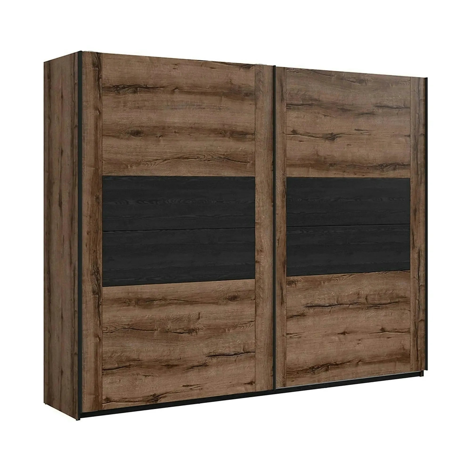 Dressing KASSEL, nuc/negru, PAL melaminat, cu 2 usi, 270x61x219 cm