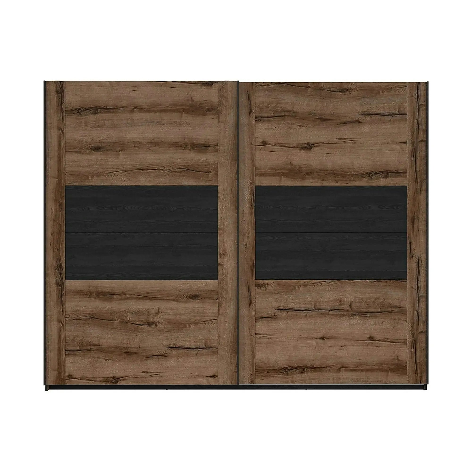 Dressing KASSEL, nuc/negru, PAL melaminat, cu 2 usi, 270x61x219 cm