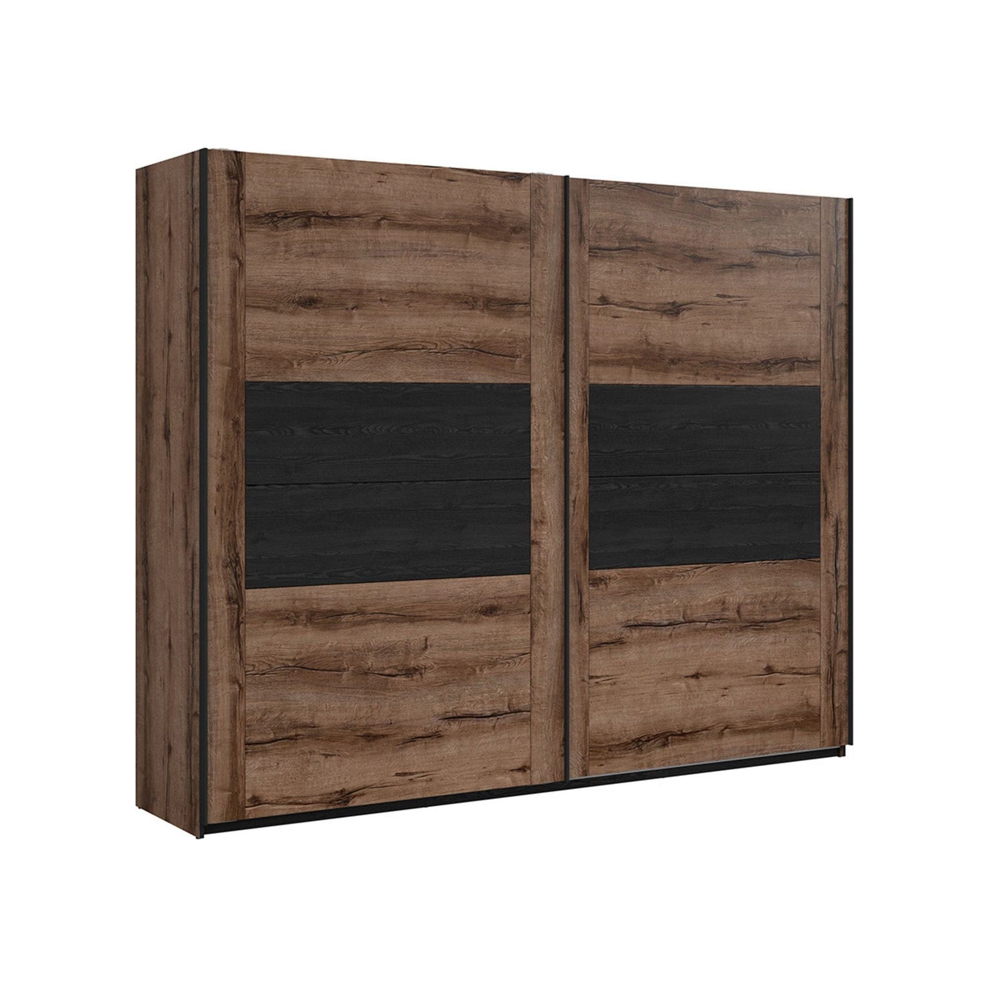 Dressing KASSEL, nuc/negru, PAL melaminat, cu 2 usi, 270x61x219 cm