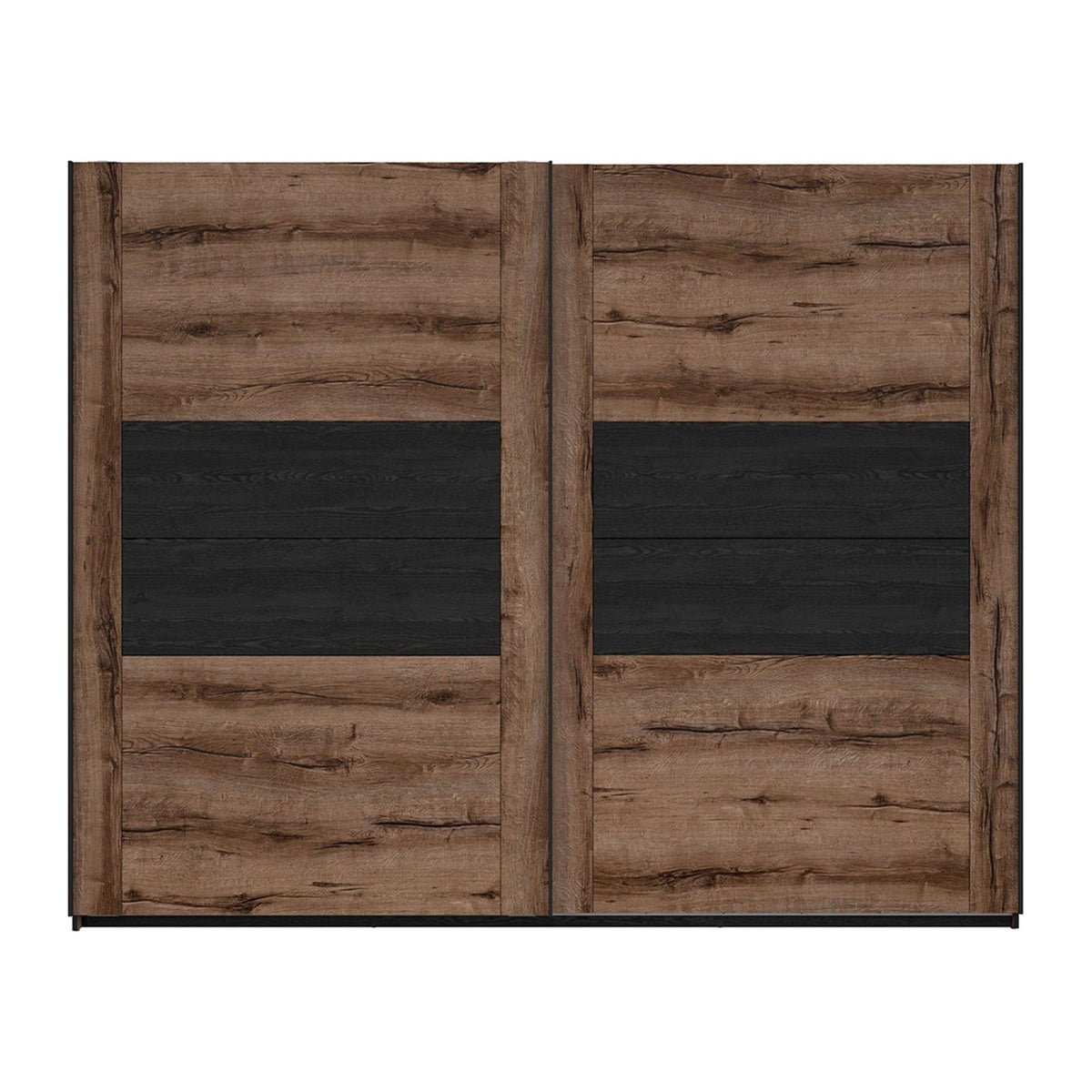 Dressing KASSEL, nuc/negru, PAL melaminat, cu 2 usi, 270x61x219 cm