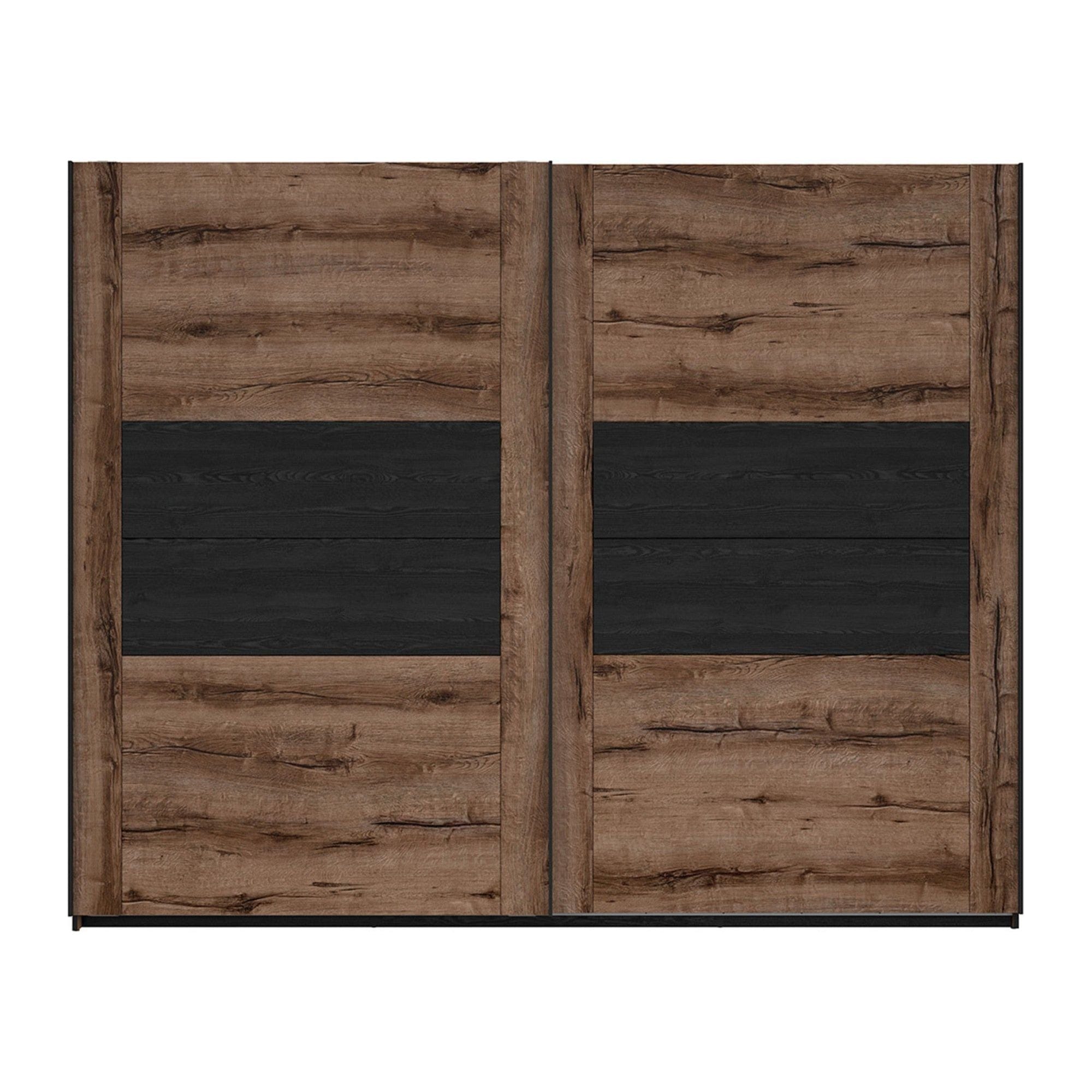 Dressing KASSEL, nuc/negru, PAL melaminat, cu 2 usi, 270x61x219 cm