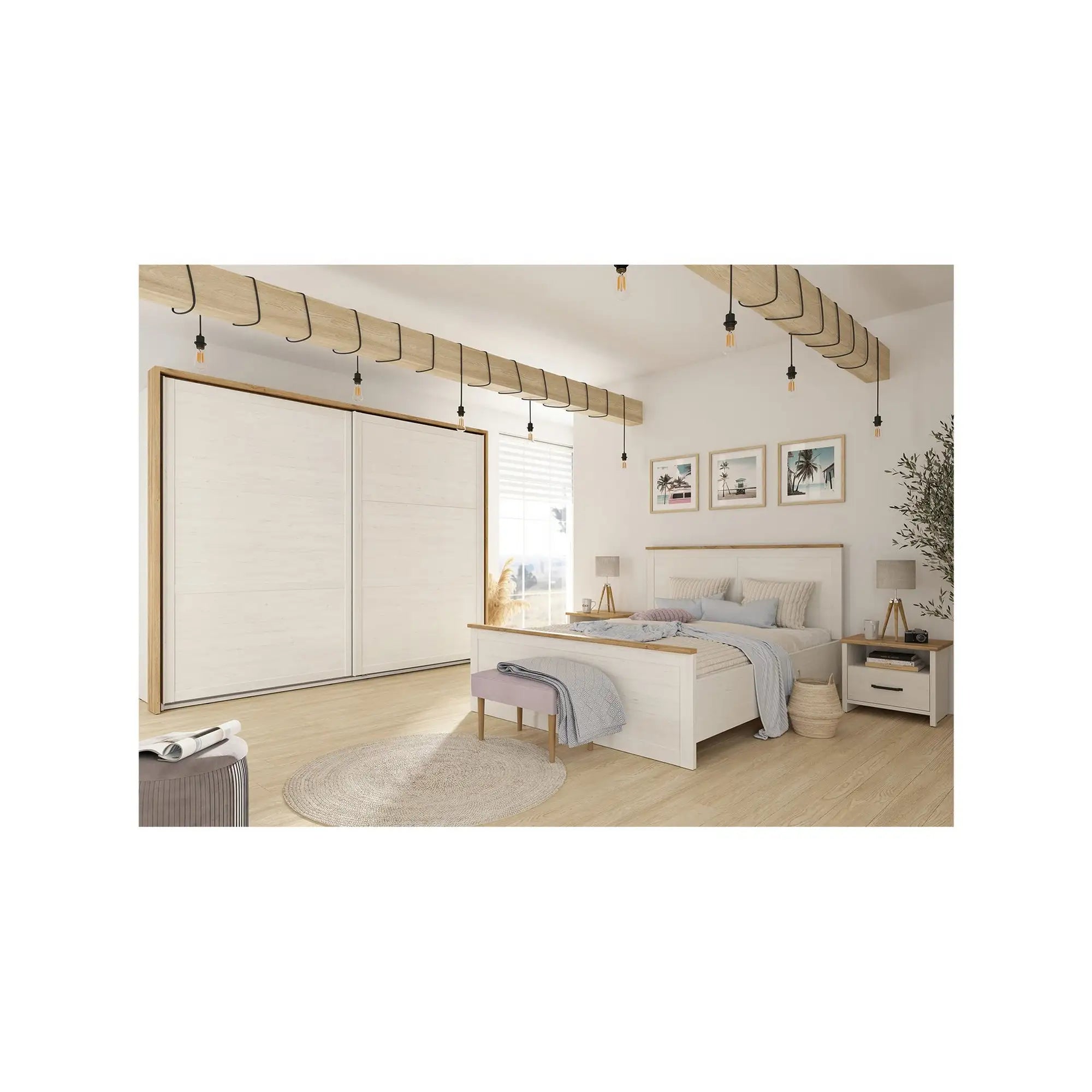 Dressing LOKSA, alb, PAL laminat, cu 2 usi, 270x63x219 cm