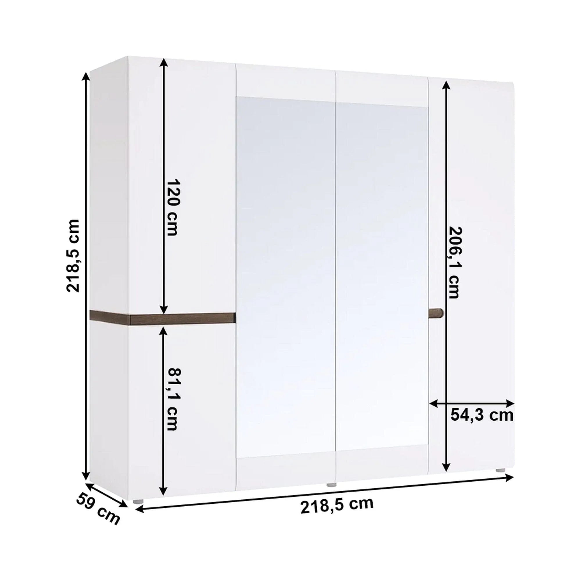 Dressing LYNATET TYP 23, alb lucios, PAL laminat, 219x59x209 cm