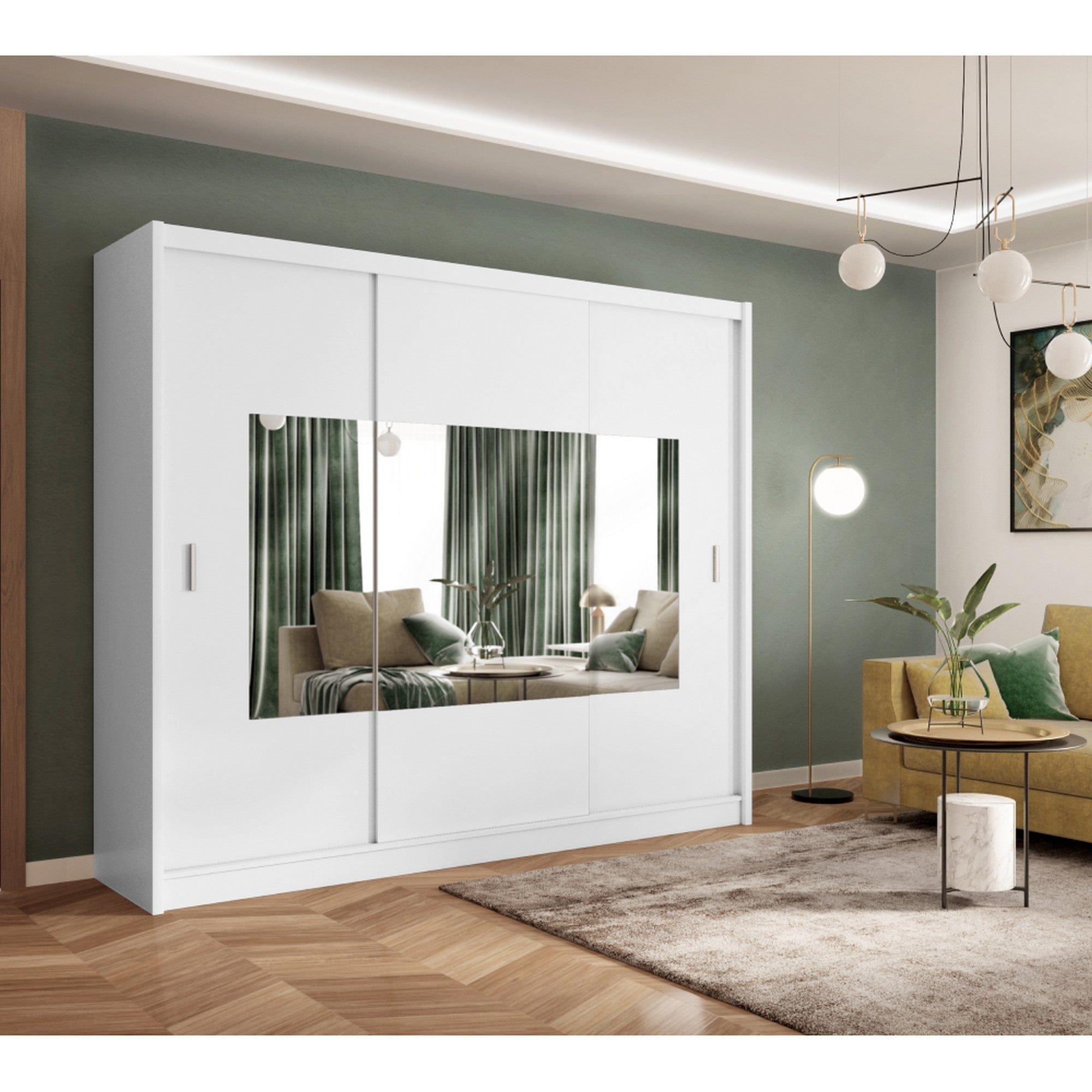 Dressing MADRYT, alb, PAL melaminat, cu 3 usi, 250x61x215 cm