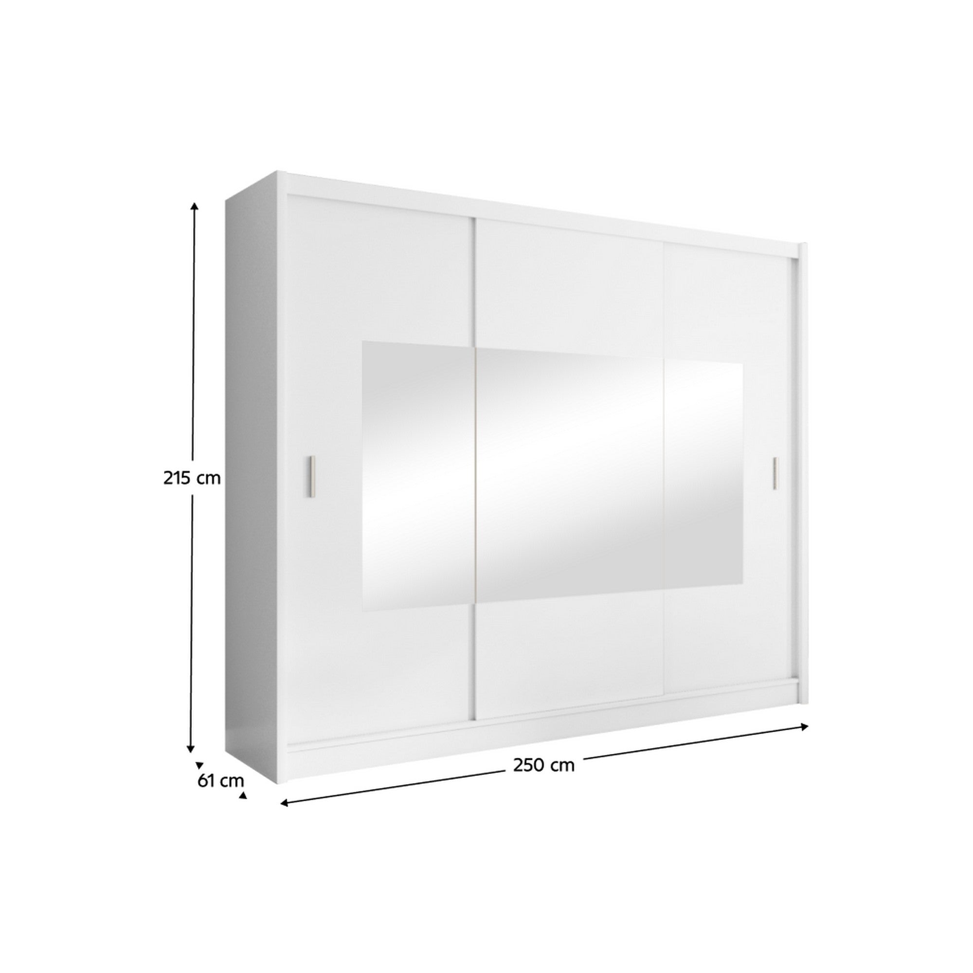 Dressing MADRYT, alb, PAL melaminat, cu 3 usi, 250x61x215 cm