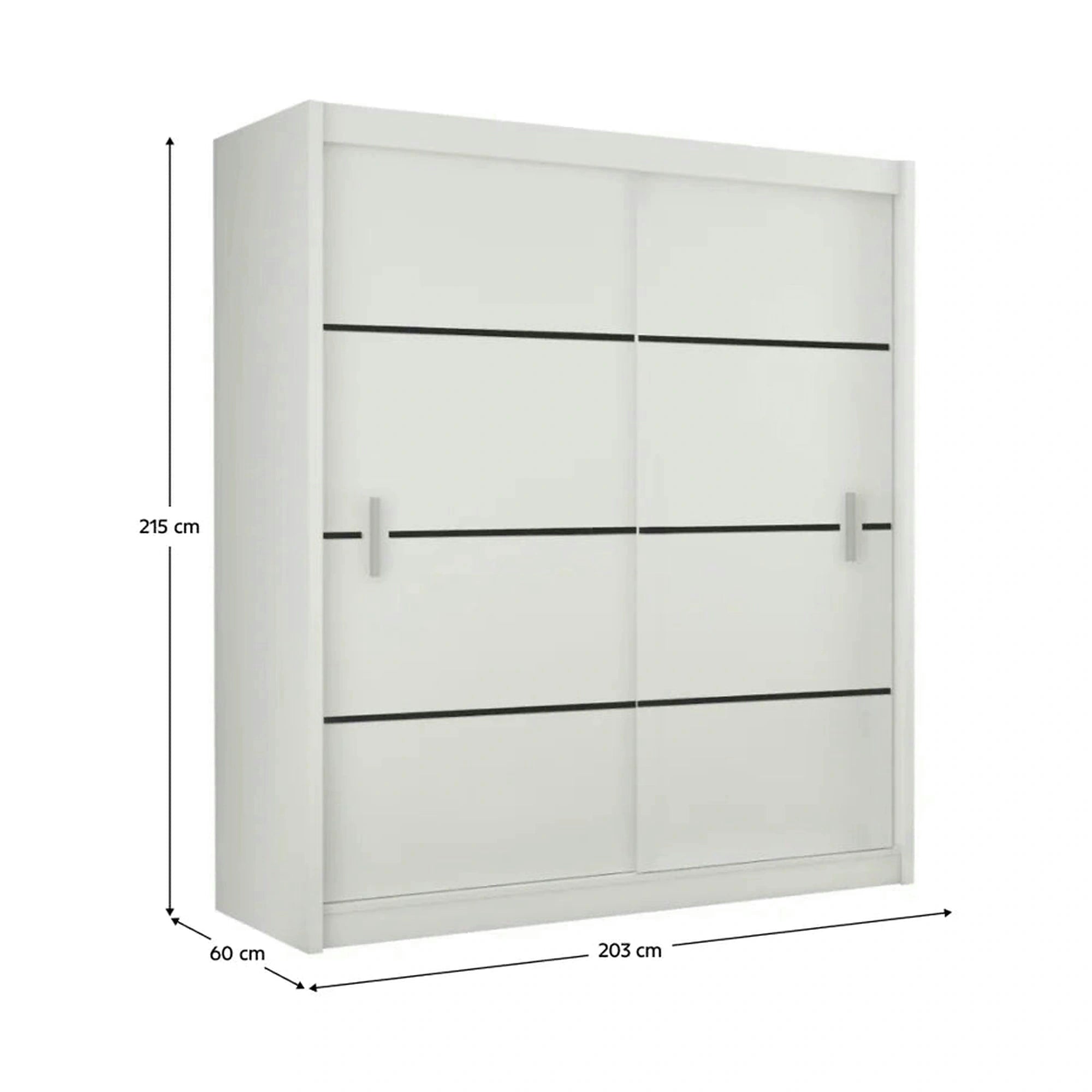 Dressing MERINA, alb/negru, PAL melaminat, cu 2 usi, 203x60x215 cm