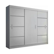 Dressing MERINA, alb/negru, PAL melaminat, cu 3 usi, 250x60x215 cm