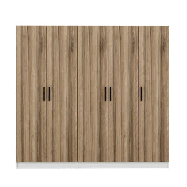 Dressing NOAH 8223, stejar/alb, PAL melaminat, cu 5 usi, 225x35x210 cm