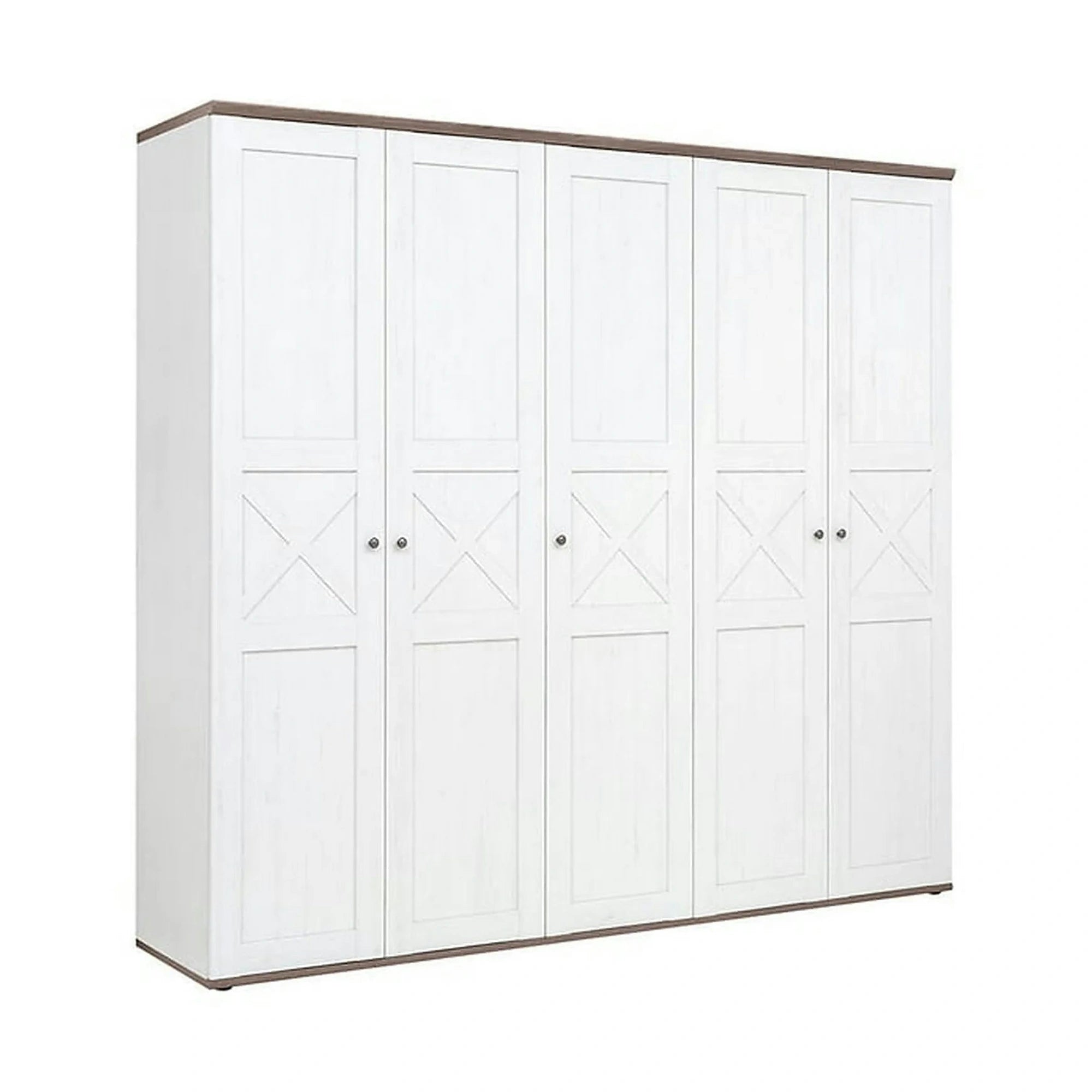Dressing STOCKHOLM, pin alb andersen/stejar sonoma, PAL, cu 5 usi, 243x59x226 cm