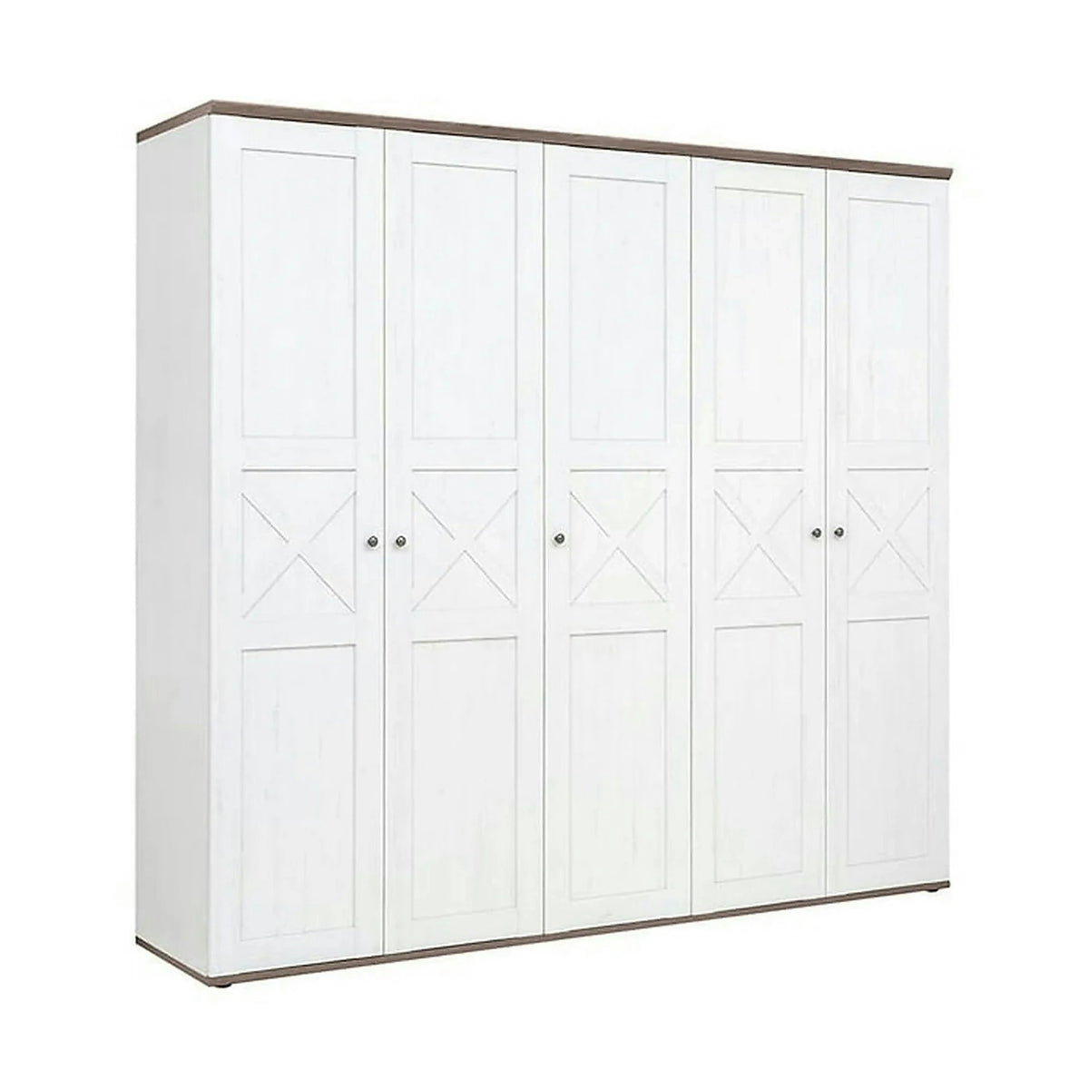 Dressing STOCKHOLM, pin alb andersen/stejar sonoma, PAL, cu 5 usi, 243x59x226 cm