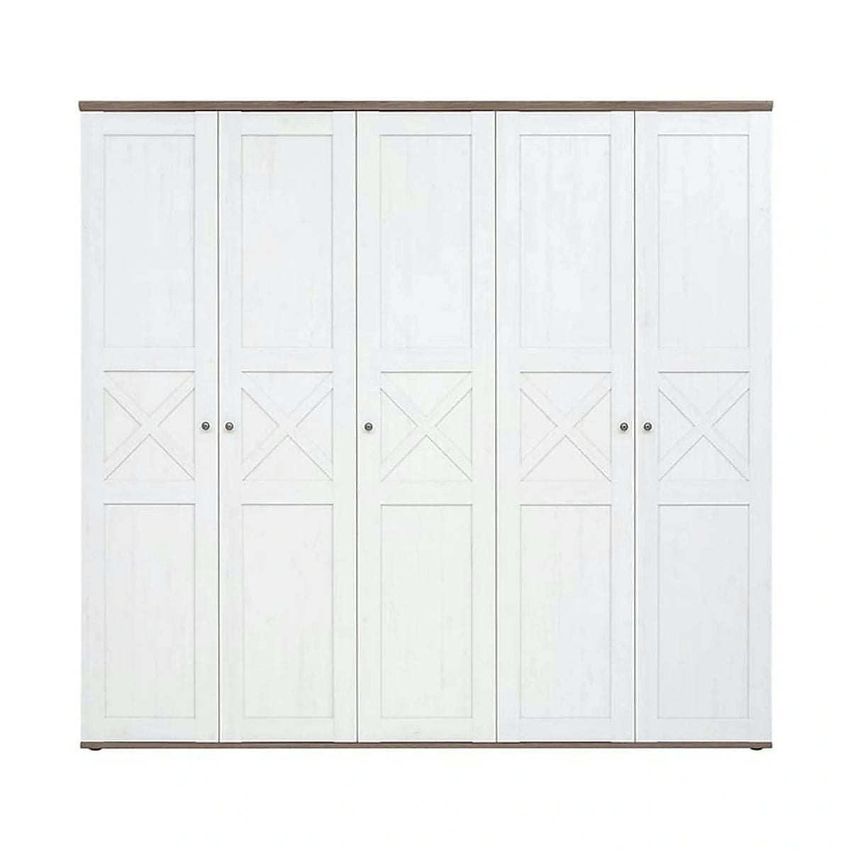Dressing STOCKHOLM, pin alb andersen/stejar sonoma, PAL, cu 5 usi, 243x59x226 cm