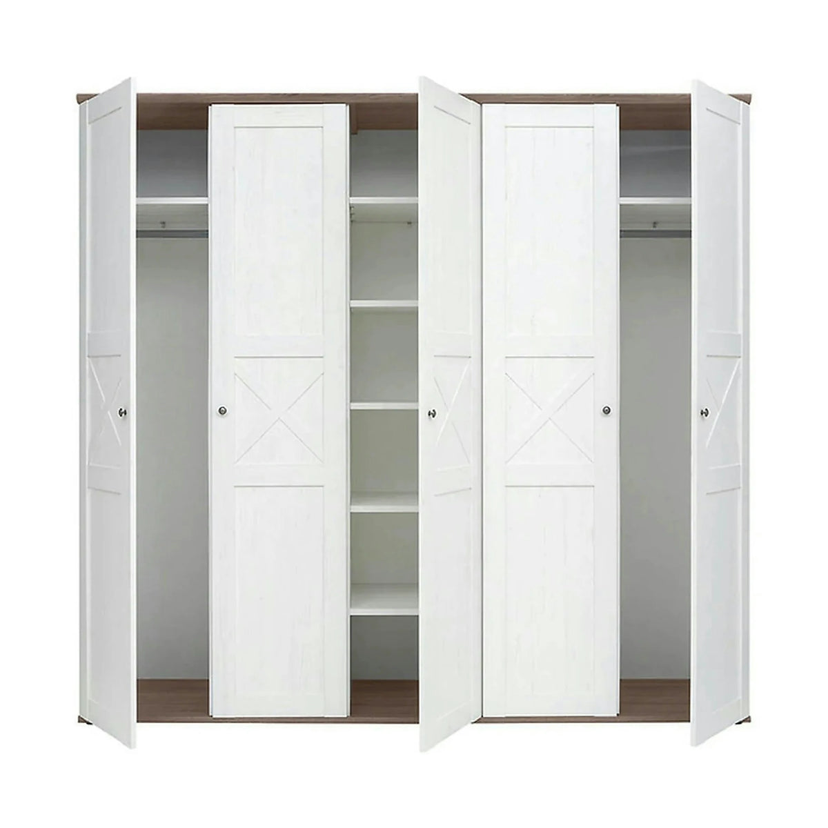 Dressing STOCKHOLM, pin alb andersen/stejar sonoma, PAL, cu 5 usi, 243x59x226 cm