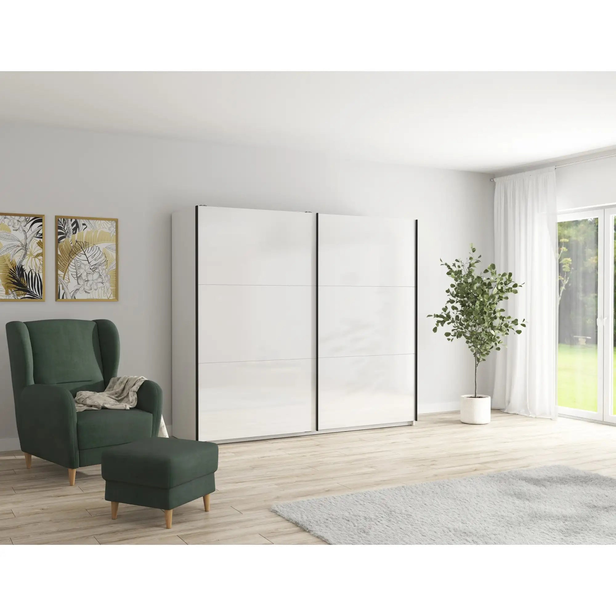 Dressing TETRIX, alb lucios, PAL, cu 2 usi, 220x60x196 cm