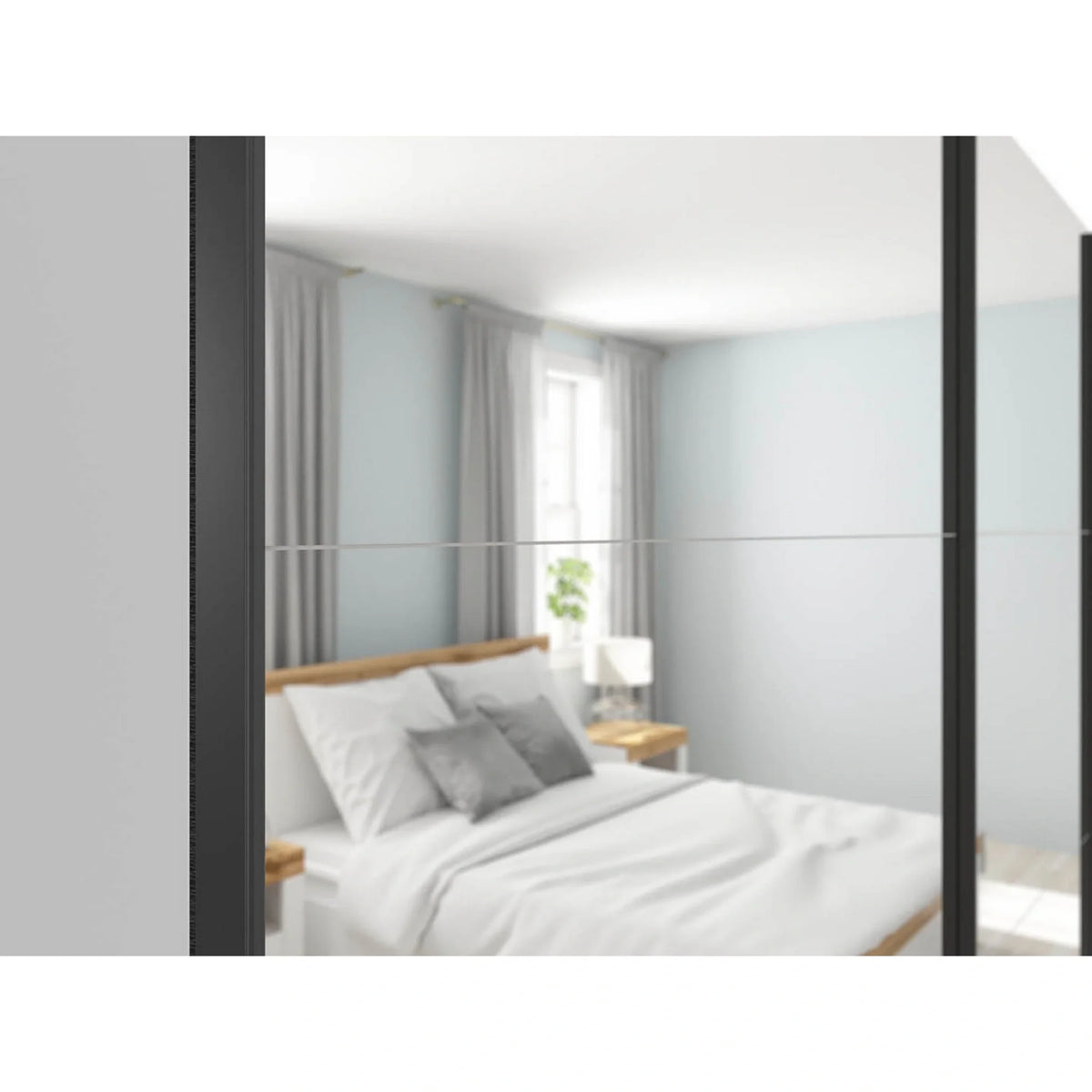 Dressing TETRIX, alb lucios, PAL, cu 2 usi si oglinzi, 220x60x196 cm