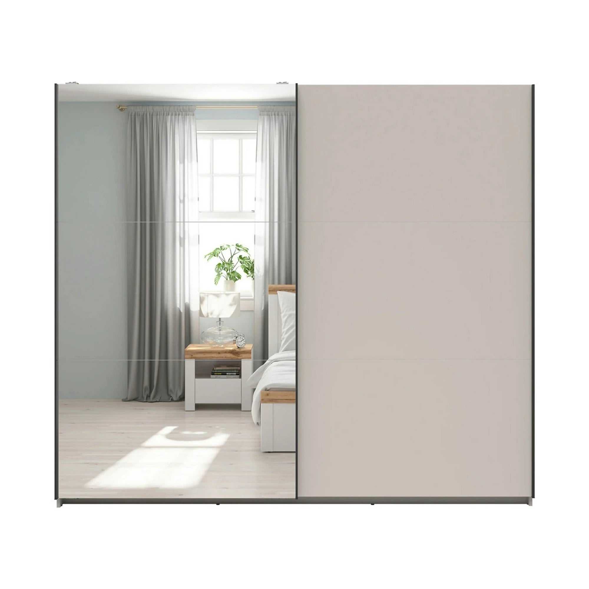 Dressing TETRIX, casmir, PAL, cu 2 usi si oglinda, 220x60x196 cm