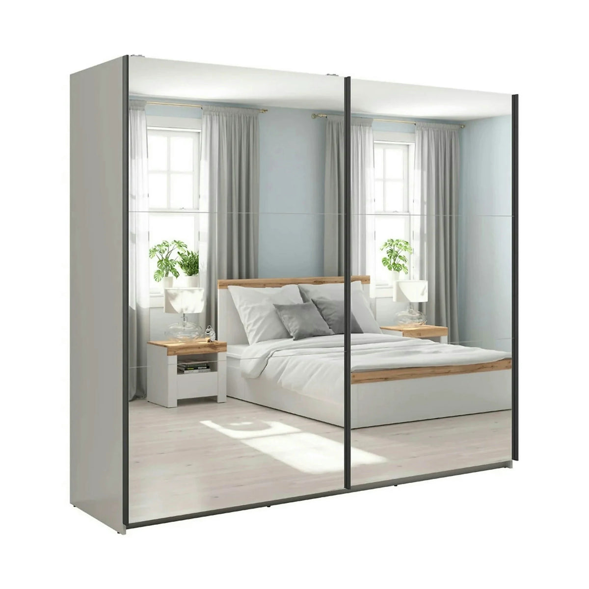 Dressing TETRIX, casmir, PAL, cu 2 usi si oglinzi, 220x60x196 cm