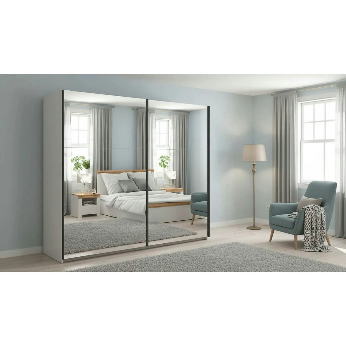 Dressing TETRIX, casmir, PAL, cu 2 usi si oglinzi, 220x60x196 cm
