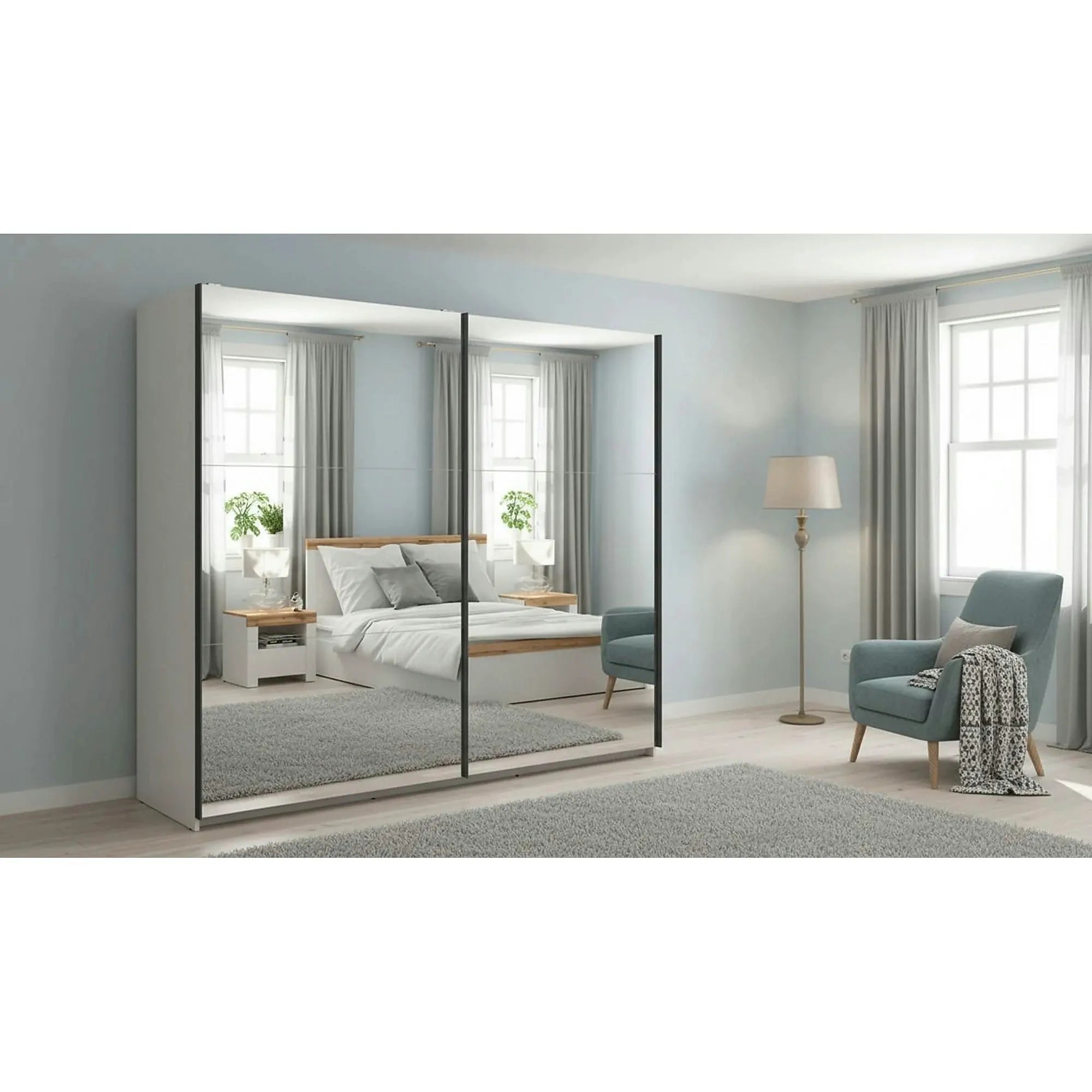 Dressing TETRIX, casmir, PAL, cu 2 usi si oglinzi, 220x60x196 cm