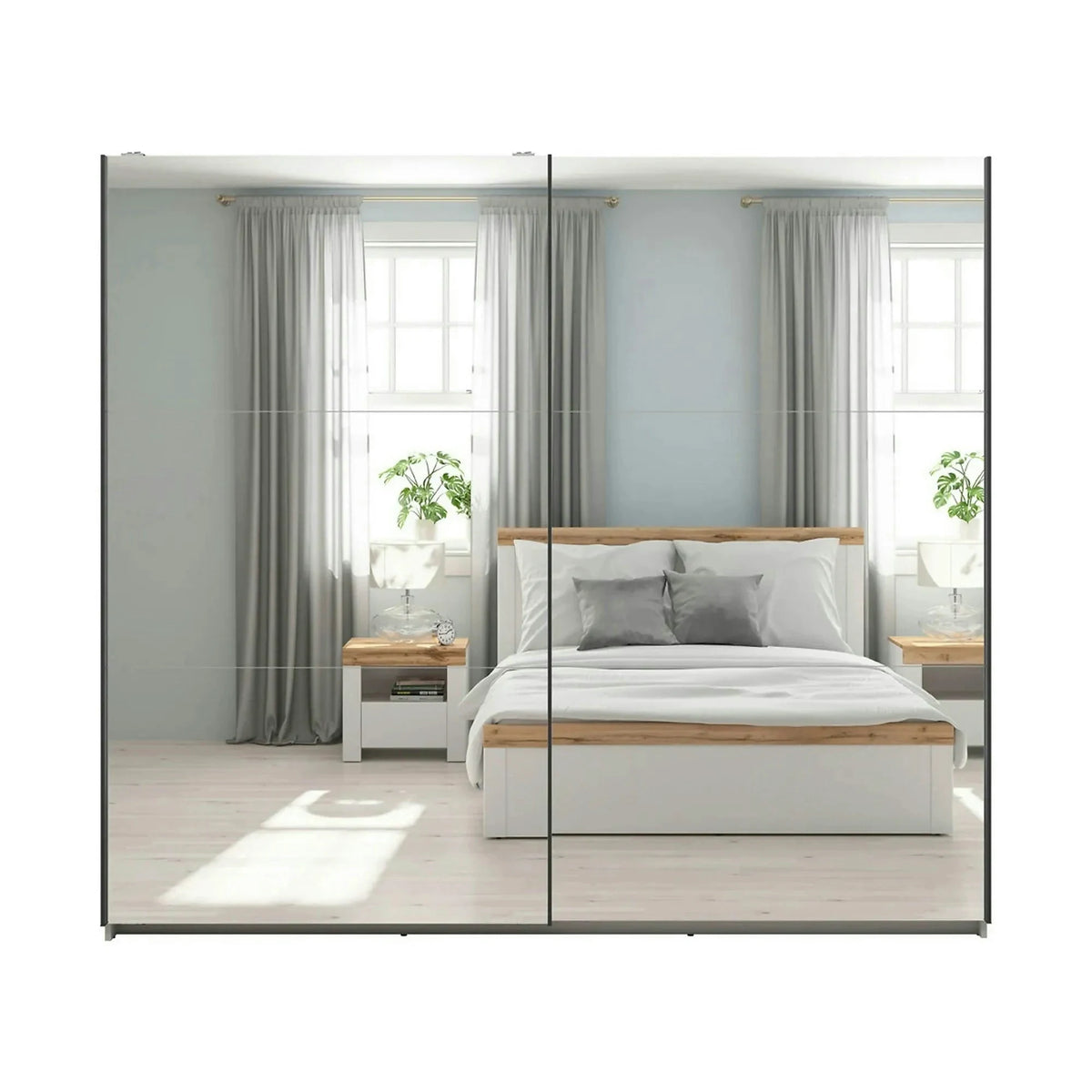 Dressing TETRIX, casmir, PAL, cu 2 usi si oglinzi, 220x60x196 cm