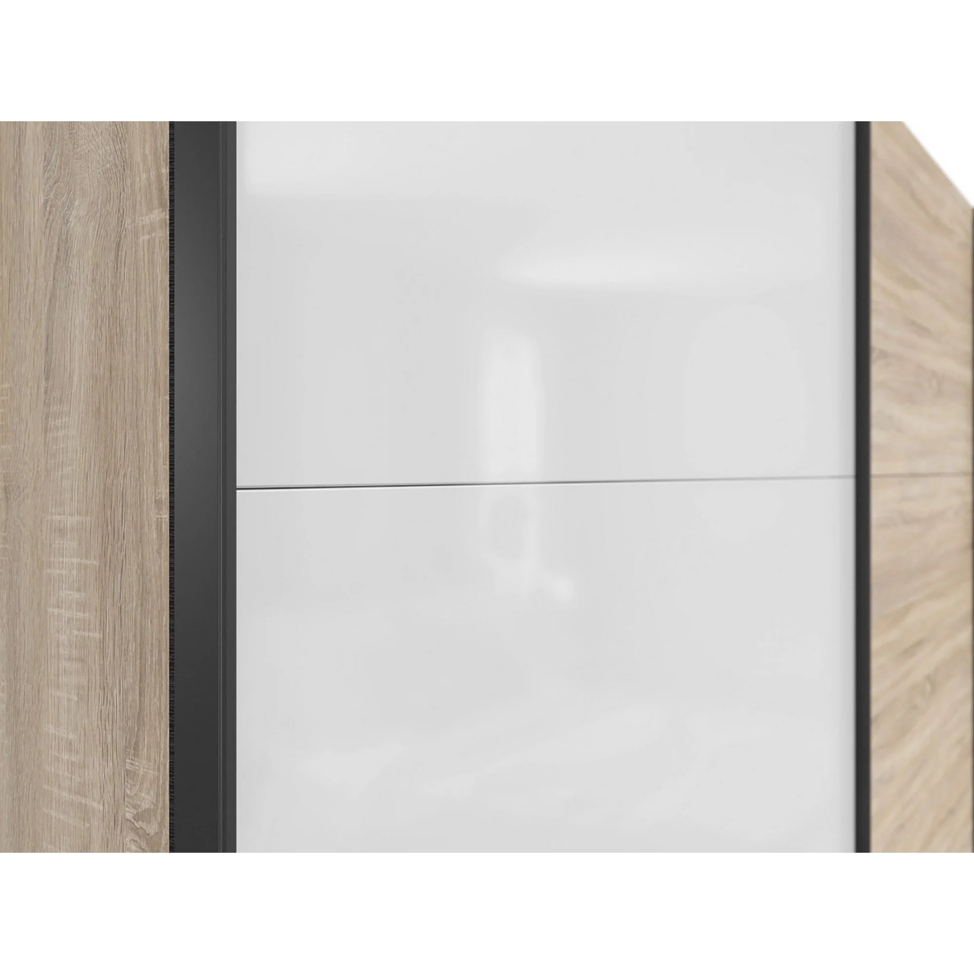 Dressing TETRIX, stejar sonoma/alb lucios, PAL, cu 2 usi, 220x60x196 cm