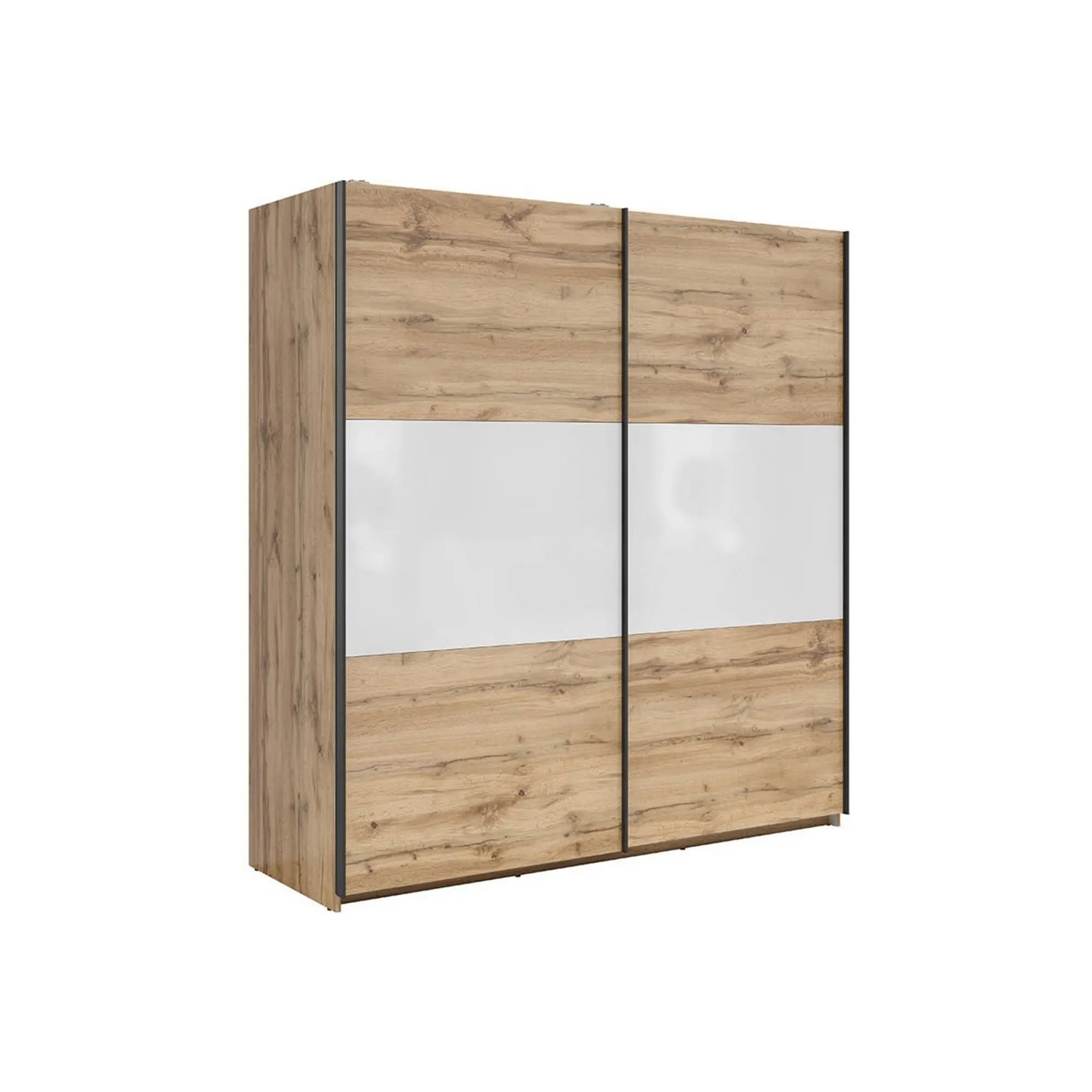 Dressing TETRIX, stejar wotan/alb lucios, PAL, cu 2 usi, 220x60x196 cm