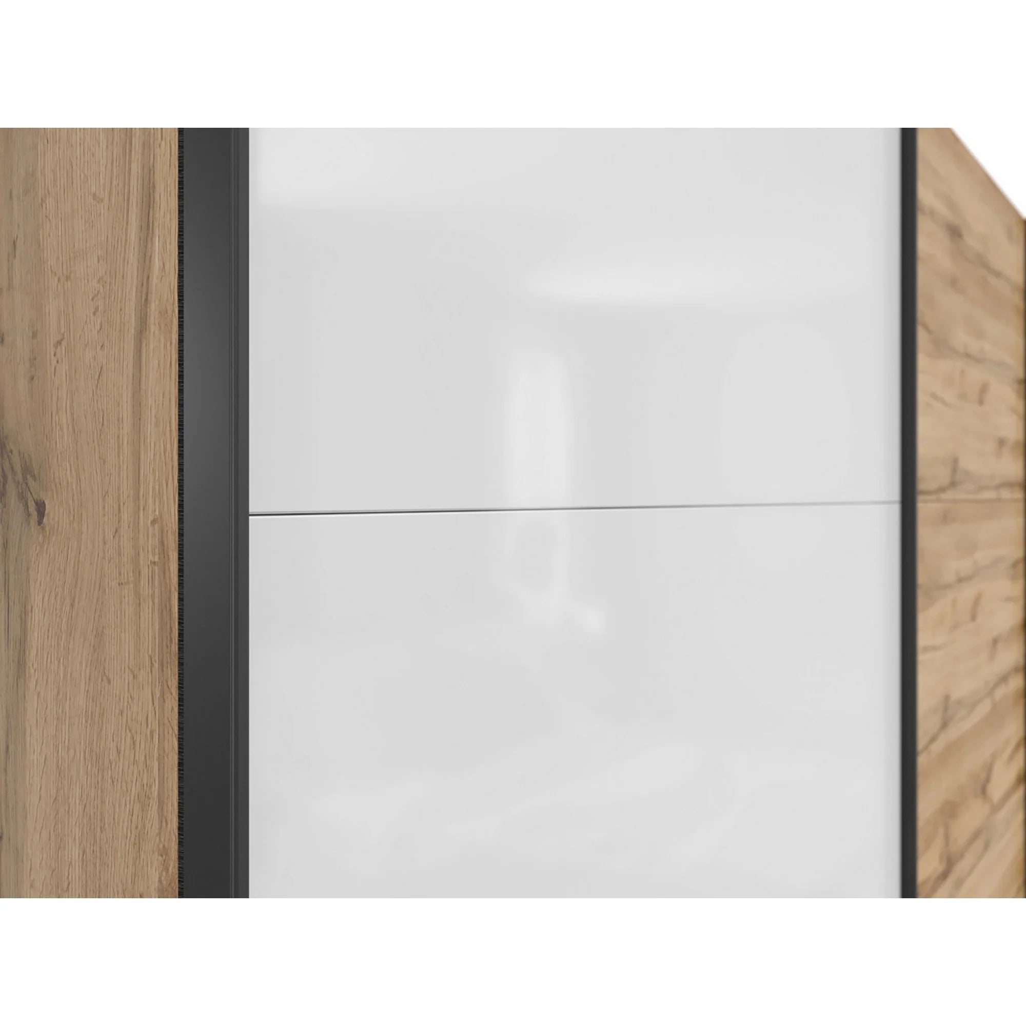 Dressing TETRIX, stejar wotan/alb lucios, PAL, cu 2 usi, 220x60x196 cm