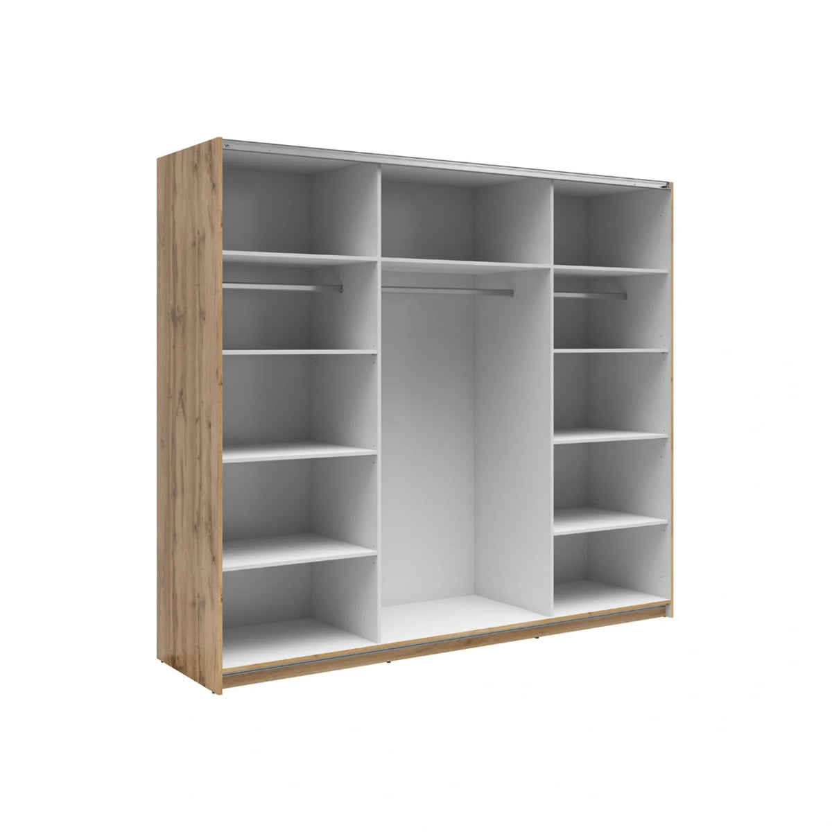 Dressing TETRIX, stejar wotan, PAL, cu 2 usi si oglinda, 220x60x196 cm