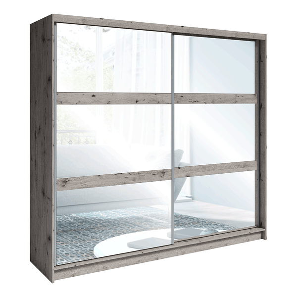 Dressing TOGOS, stejar welington, DTD laminat, cu 2 usi, 230x62x215 cm