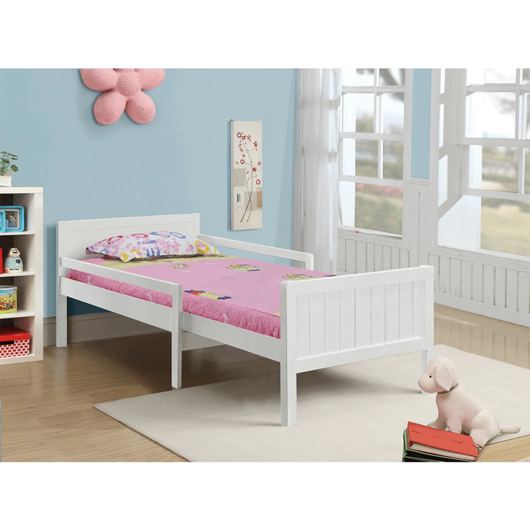 Pat pentru copii EUNIKA 90x200, alb, lemn, cu somiera