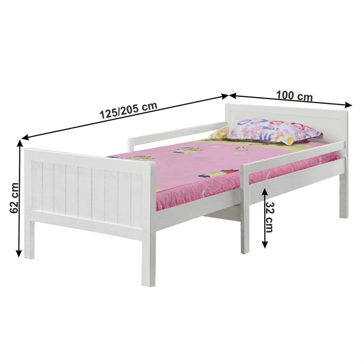 Pat pentru copii EUNIKA 90x200, alb, lemn, cu somiera