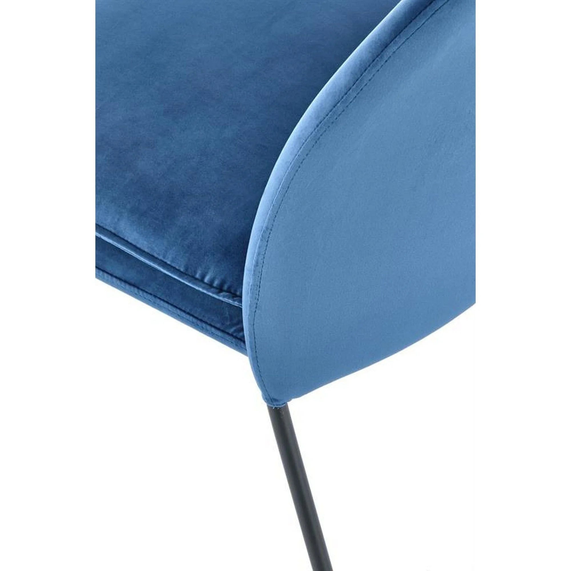 Scaun K443, albastru/negru, stofa catifelata/metal, 50x58x84 cm