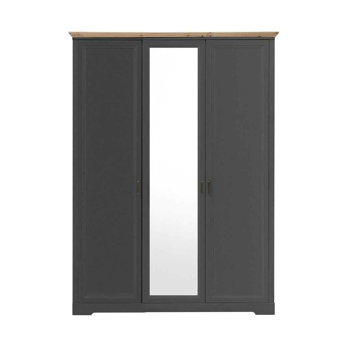 Dulap 3 usi cu oglinda JASMIN, gri grafit/stejar artisan, PAL, 164x64x220 cm