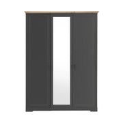 Dulap 3 usi cu oglinda JASMIN, gri grafit/stejar artisan, PAL, 164x64x220 cm