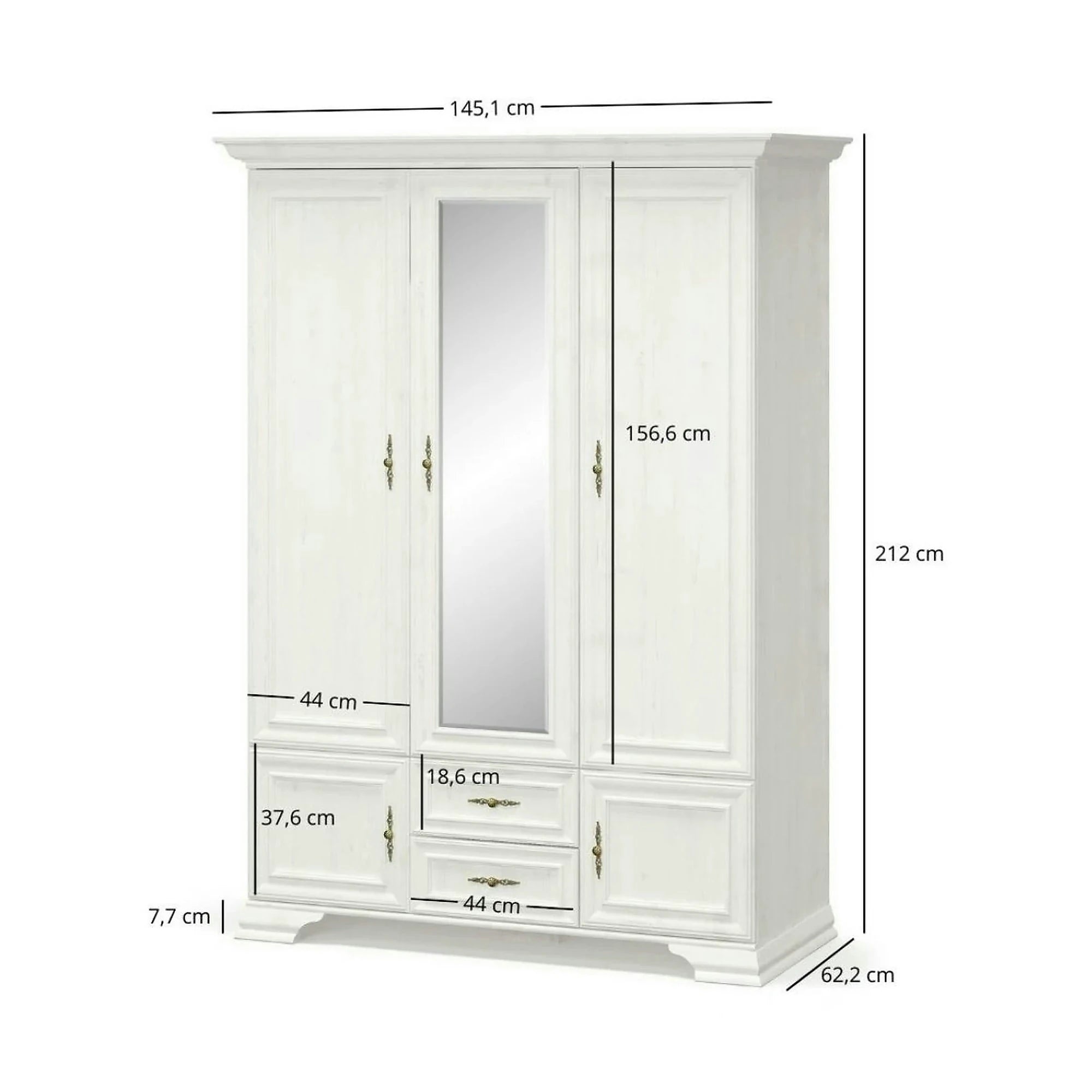 Dulap 5 usi IRYS, pin alb anderson, PAL laminat, 145x62x212 cm