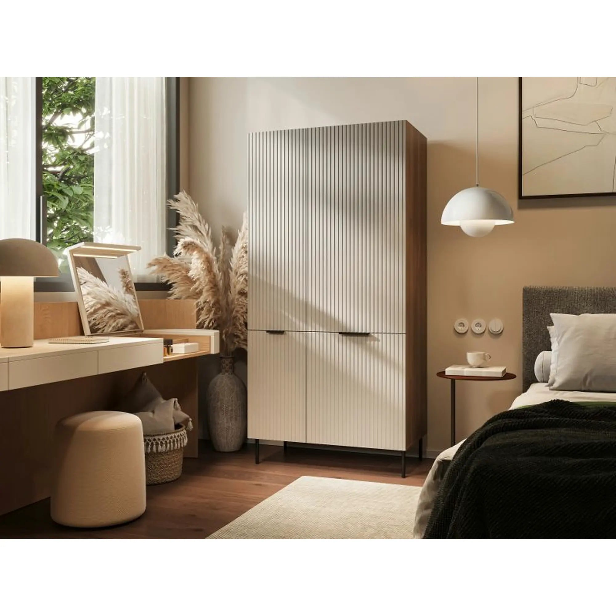 Dulap ALMERA TYP5, nuc/casmir, PAL laminat, cu 2 usi, 90x52x185 cm