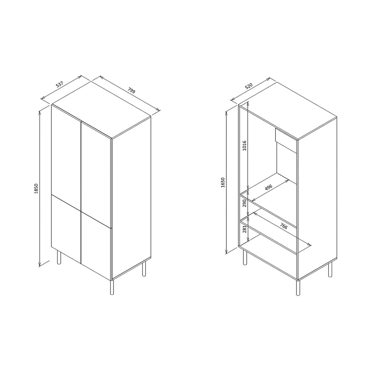 Dulap ASENSIO S-1, gri deschis, PAL laminat/metal, cu 4 usi, 80x54x185 cm